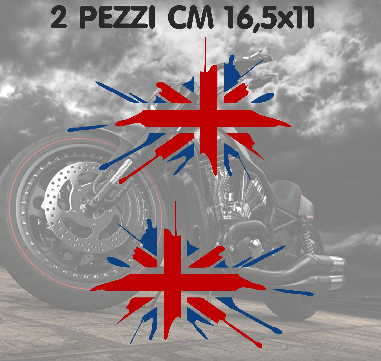 DualColorStampe® Adesivi Compatibili con Harley-Davidson bandiera londinese LONDON skull serbatoio Set 2 stickers Moto Motorbike COD. M0359