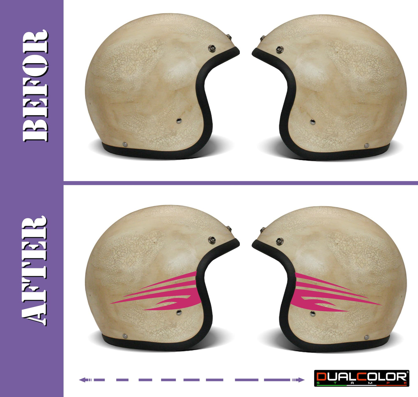 Adesivi Casco Moto β Strisce Sportive Universali | Stickers Helmet Personalizzabili in Vinile Impermeabile β Colore a Scelta C0074