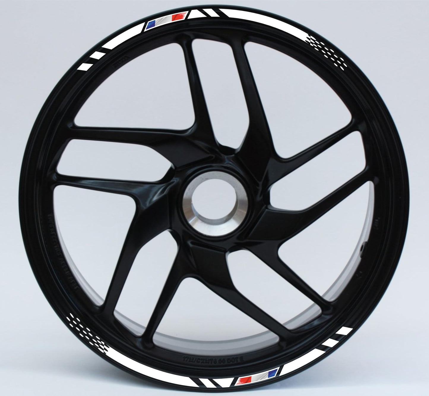 Confezione Adesivi Set Completo di Cerchi Strisce per Moto per 2 Ruote da 17'' pollici strips Design Sportivo Bandiera Francese COD.D0098