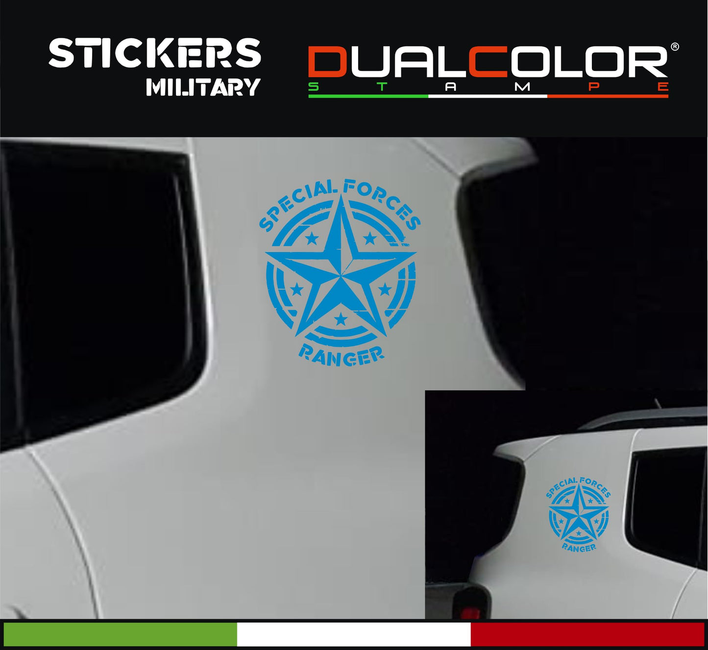 DualColorStampe Adesivi compatibili con Jeep Renegade stella militare Army Fuoristrada 4X4 Fiancata Offroad Adesivi Stickers AUTO Decal 0391