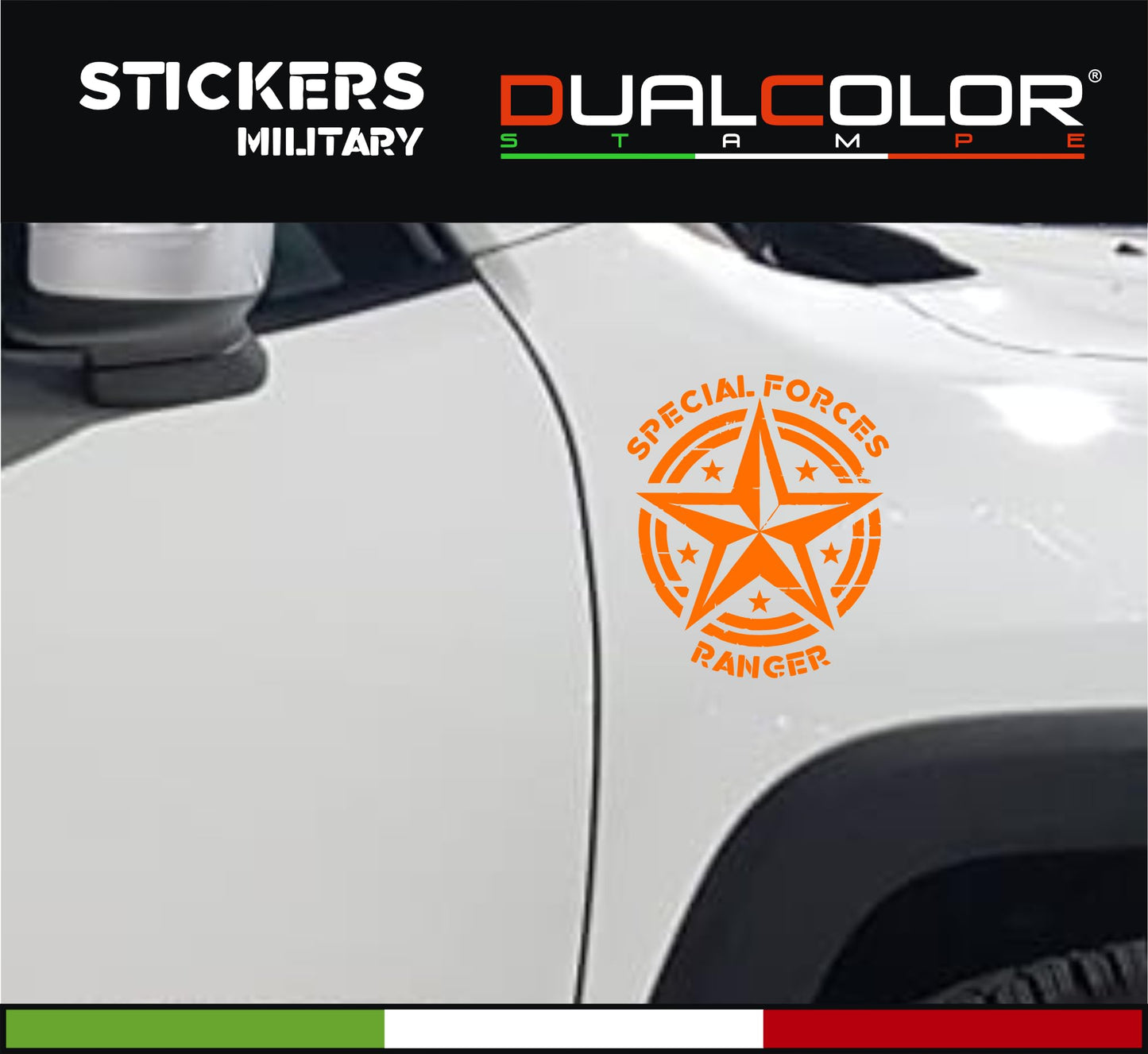 DualColorStampe Adesivi compatibili con Jeep Renegade stella militare Army Fuoristrada 4X4 Fiancata Offroad Adesivi Stickers AUTO Decal 0391