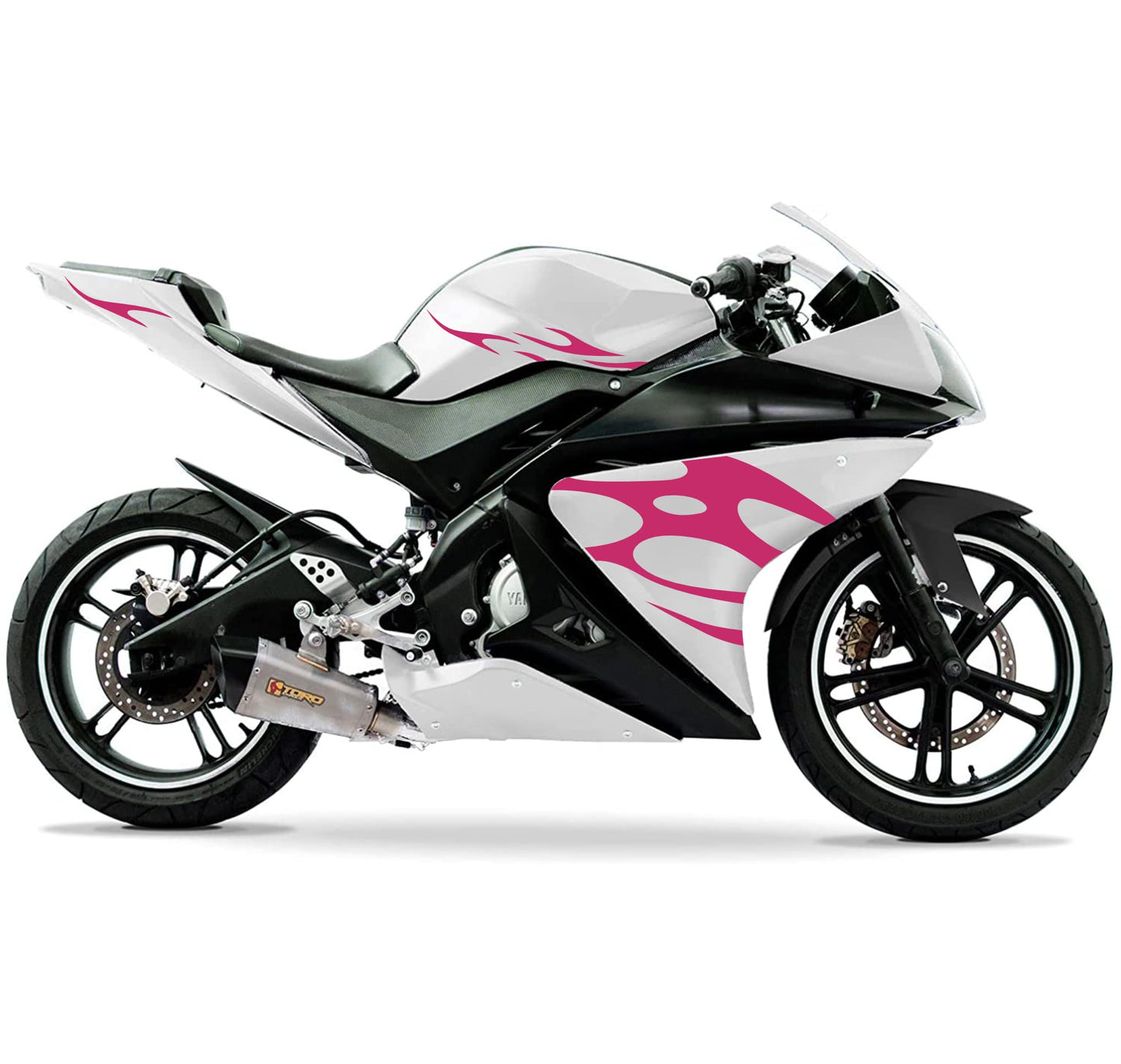 DualColorStampe Adesivi Compatibili con Yamaha YZF-R125 | Sticker Moto Carena (DX-SX) Personalizzabili | Fiamme Colorate M0121