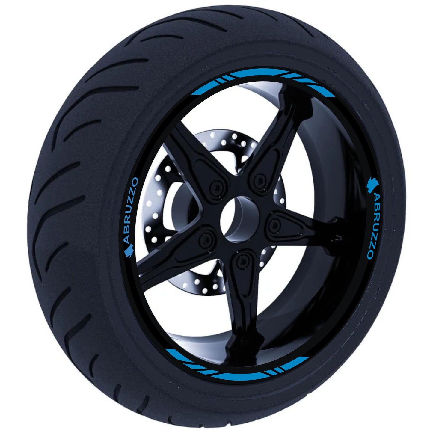 DualColorStampe Confezione Adesivi Set Completo di Cerchi Strisce per Moto per 2 Ruote da 17'' pollici strips Design Racing ABRUZZO D0117