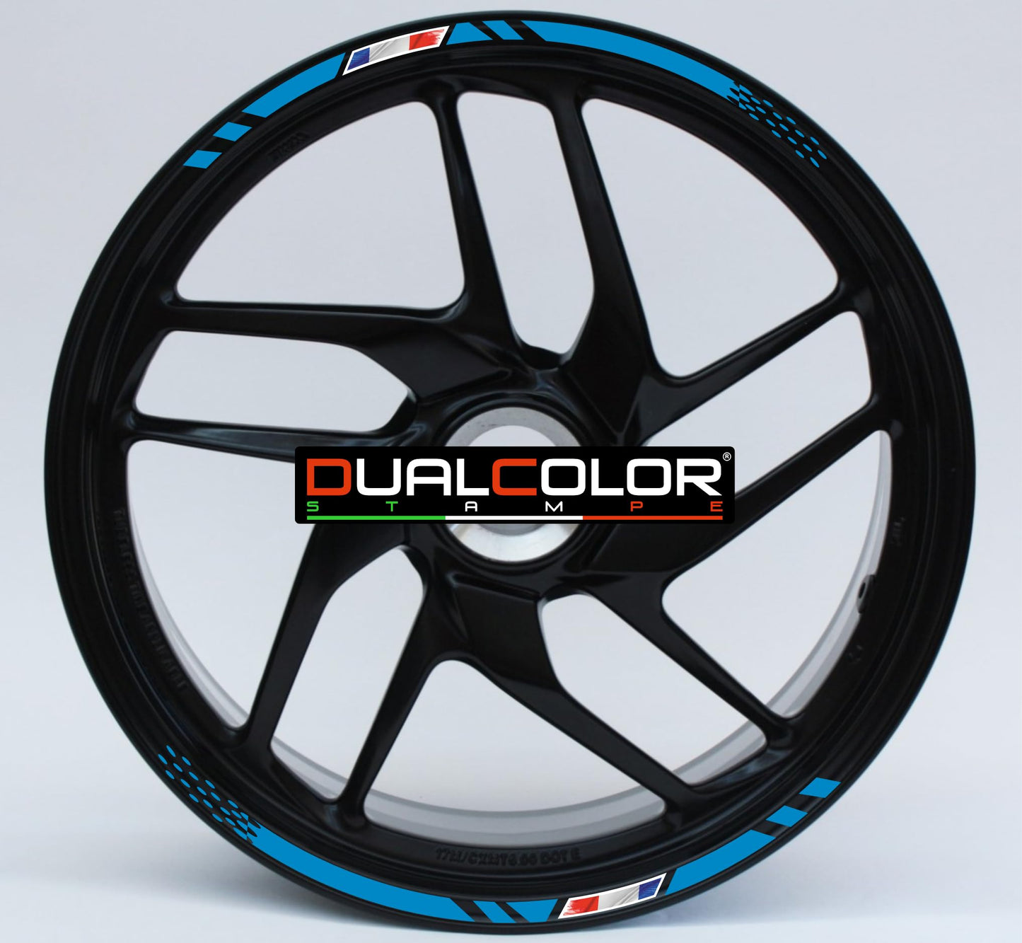 Confezione Adesivi Set Completo di Cerchi Strisce per Moto per 2 Ruote da 17'' pollici strips Design Sportivo Bandiera Francese COD.D0098