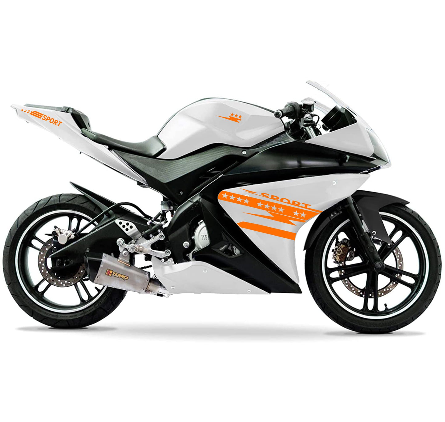 DualColorStampe Adesivi Compatibili con Yamaha YZF-R125 | decal stickers Moto Carena (DX-SX) adesivi personalizzati stelle colore a scelta M0128
