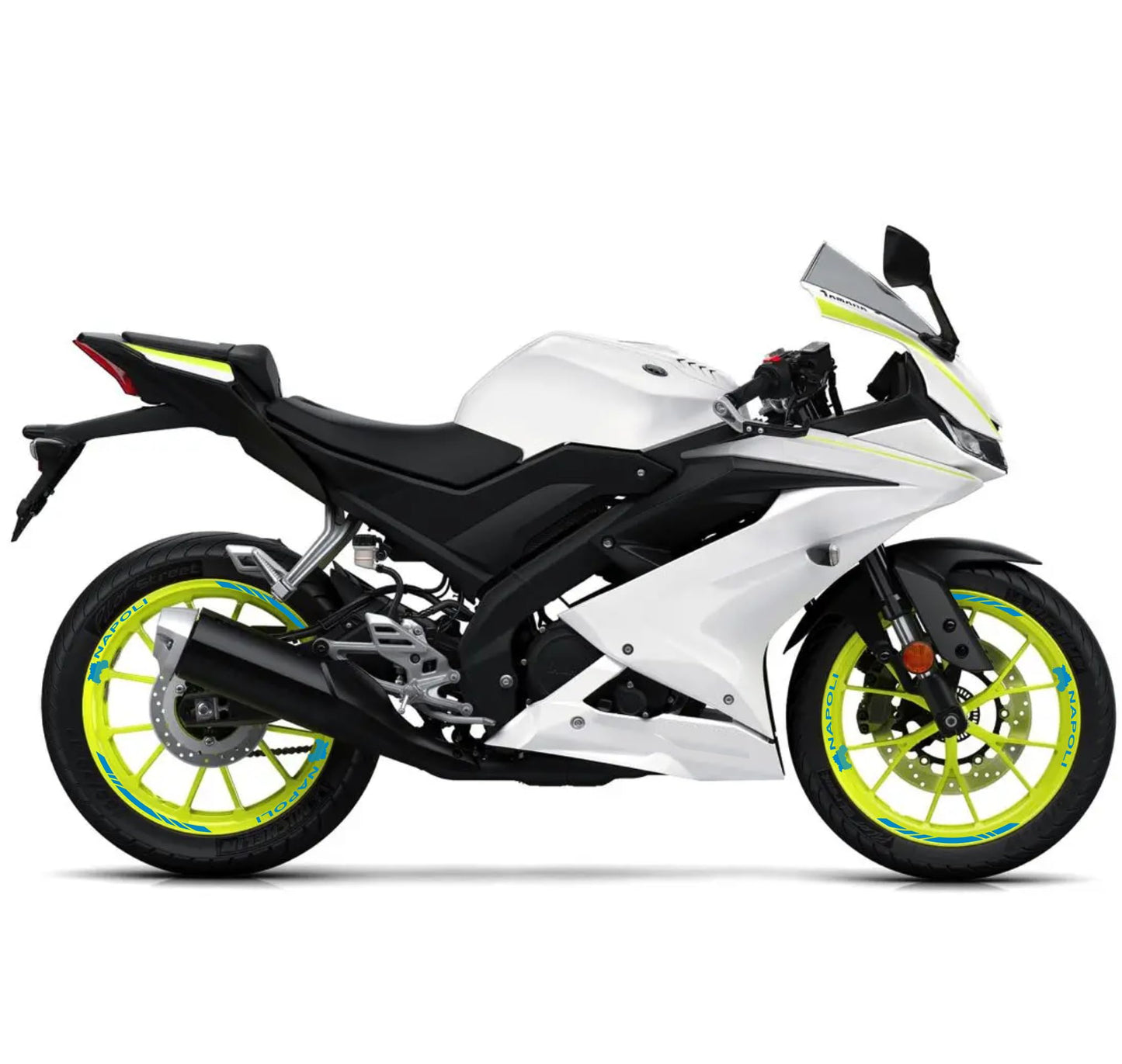 DualColorStampe Confezione Adesivi Set Completo di Cerchi Strisce per Moto per 2 Ruote da 17'' pollici strips Design Racing NAPOLI D0116