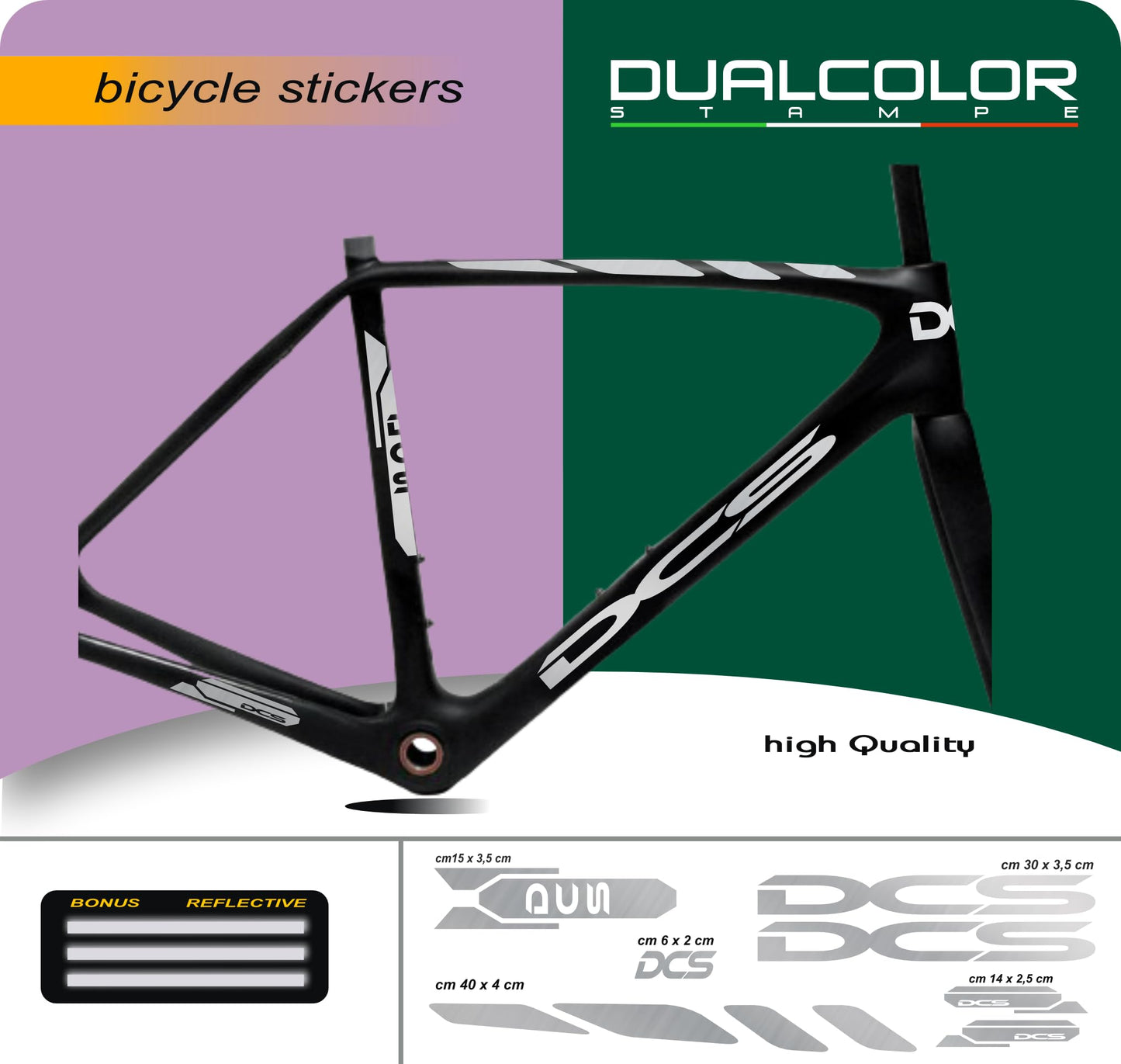 Set 7 Adesivi Stickers Decal Telaio Bici Bicicletta Kit adesivi telaio MTB BDC Universale Protezione DCS COD. B0185