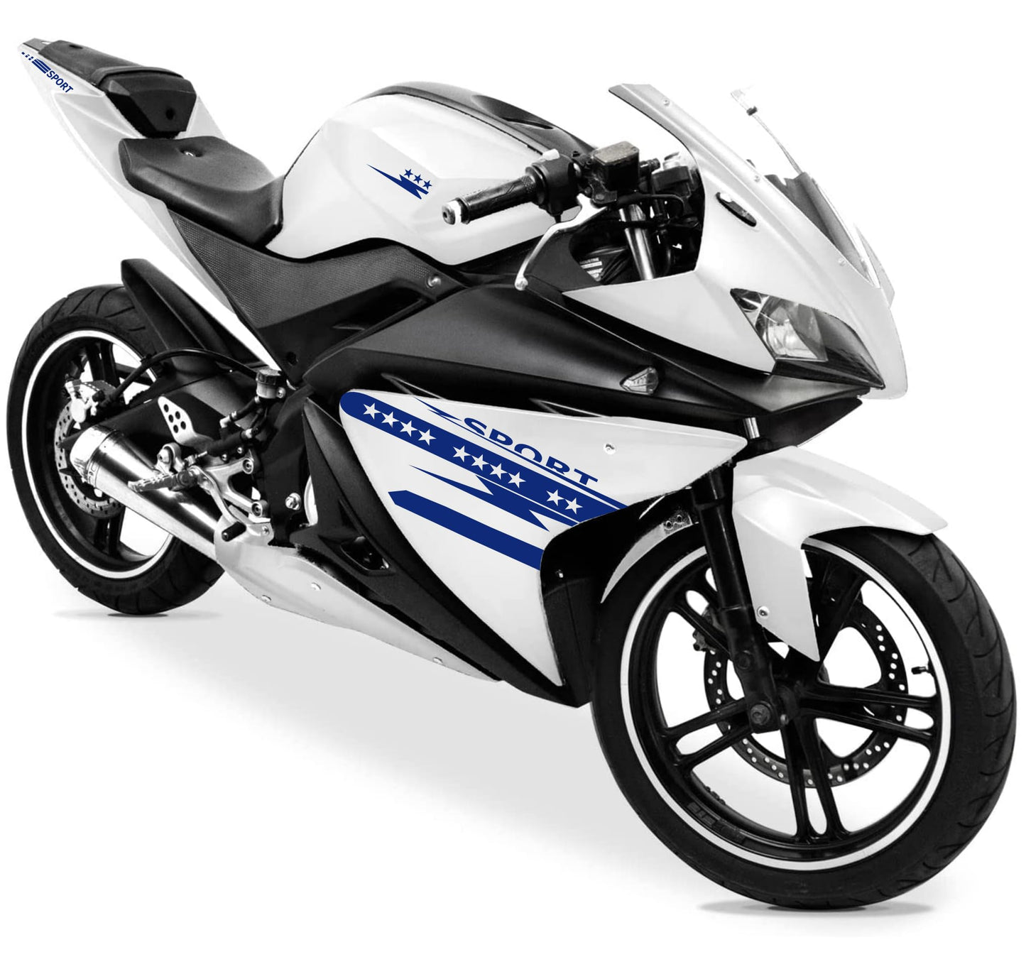 DualColorStampe Adesivi Compatibili con Yamaha YZF-R125 | decal stickers Moto Carena (DX-SX) adesivi personalizzati stelle colore a scelta M0128