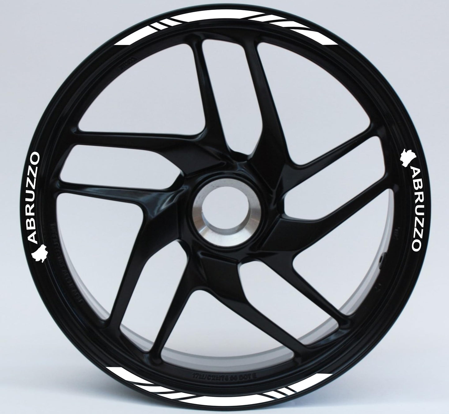 DualColorStampe Confezione Adesivi Set Completo di Cerchi Strisce per Moto per 2 Ruote da 17'' pollici strips Design Racing ABRUZZO D0117