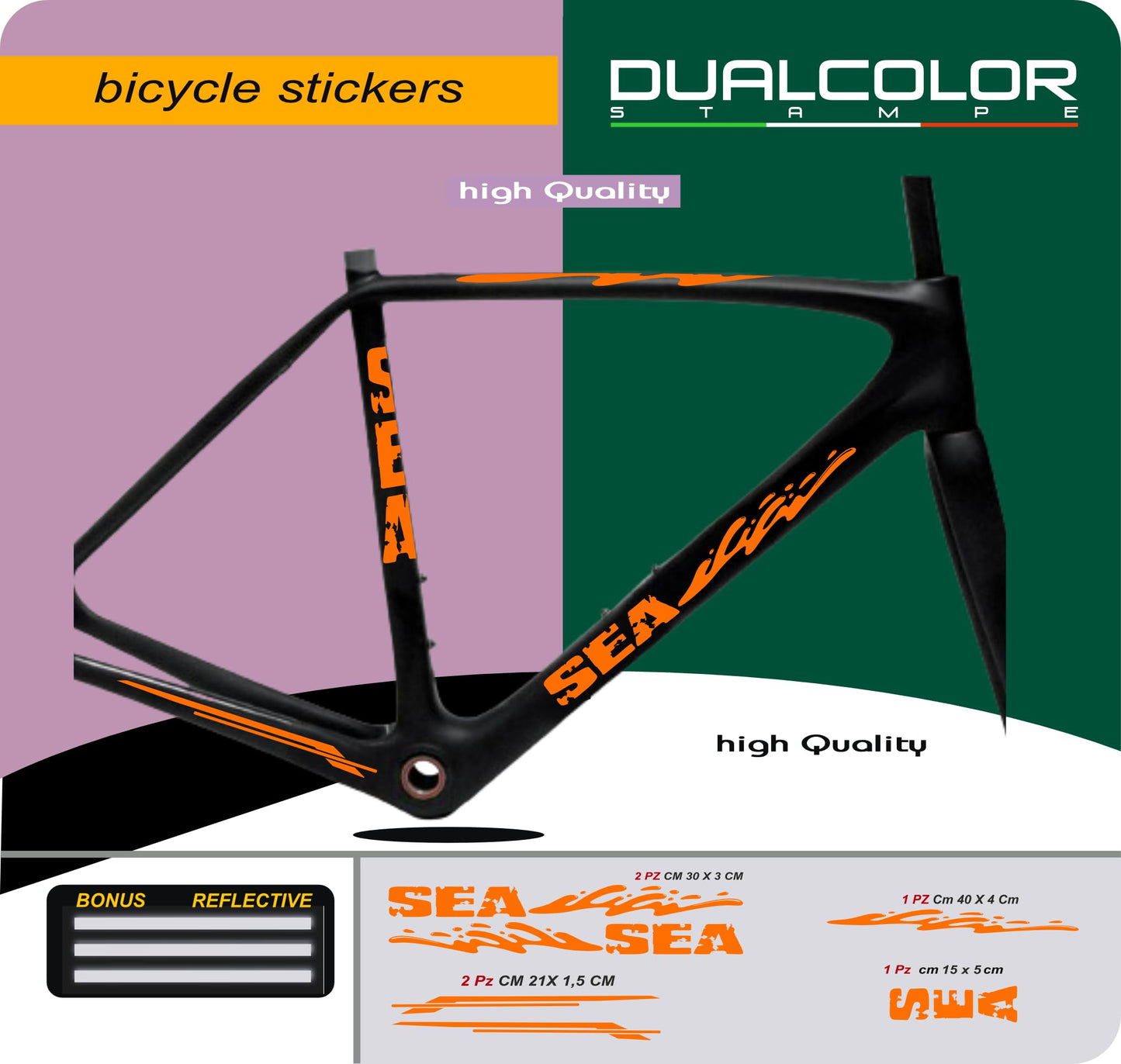 Set 6 Adesivi Stickers Decal Telaio Bici Bicicletta Kit adesivi telaio MTB BDC Universale Protezione COD. B0196