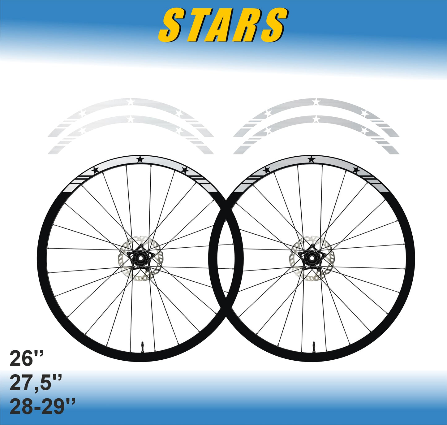DualColorStampe Adesivi Cerchi Bici 26'' - 27,5'' - 28-29'' Pollici Ruota Bici MTB Bike Stickers Cerchi MTB stella star - B0202