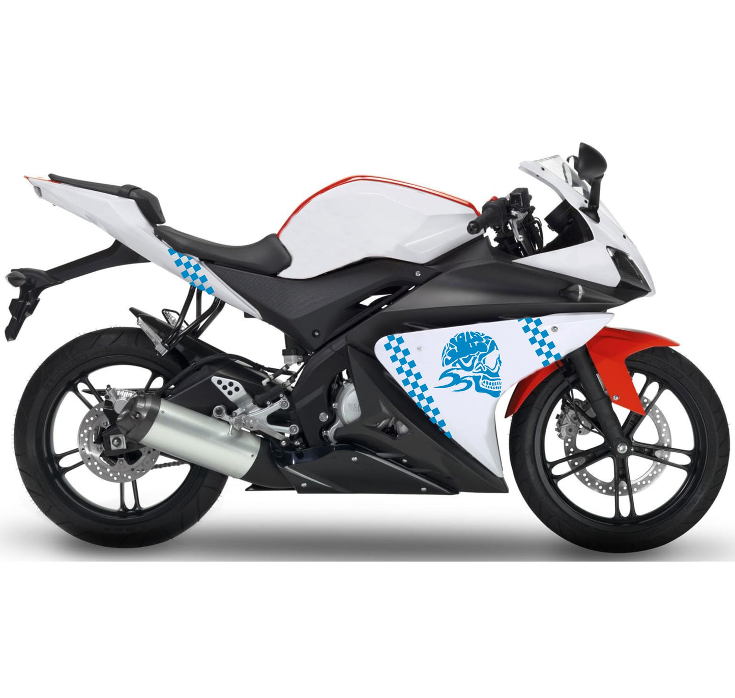 DualColorStampe Adesivi Compatibili con Yamaha YZF-R125 R125 - Design Scacchiera Teschio - Personalizzazione Moto M0166
