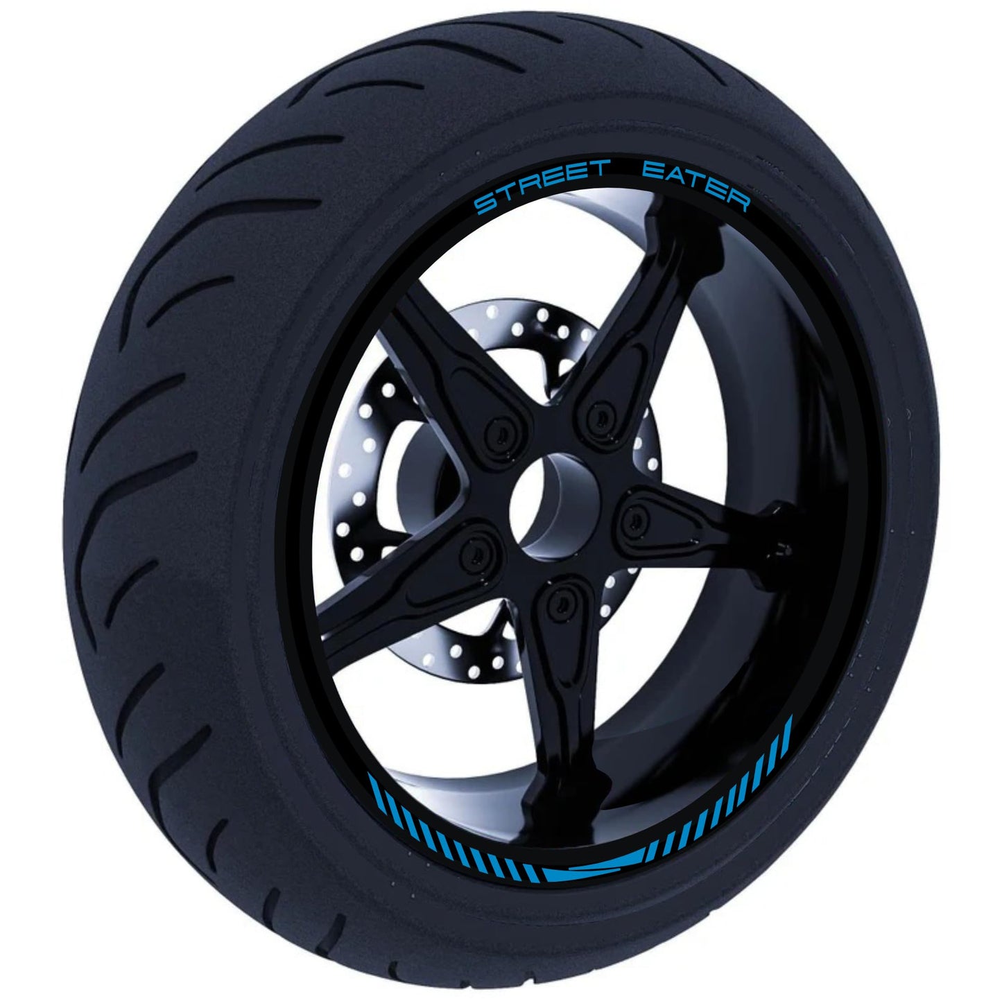 DualColorStampe Confezione Adesivi Set Completo di Cerchi Strisce per Moto per 2 Ruote da 17'' pollici strips Design Racing STREET EATER D0118