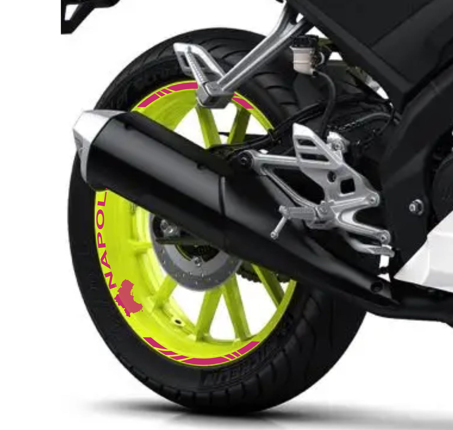 DualColorStampe Confezione Adesivi Set Completo di Cerchi Strisce per Moto per 2 Ruote da 17'' pollici strips Design Racing NAPOLI D0116
