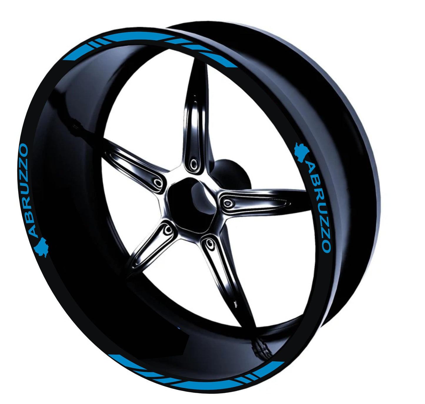 DualColorStampe Confezione Adesivi Set Completo di Cerchi Strisce per Moto per 2 Ruote da 17'' pollici strips Design Racing ABRUZZO D0117