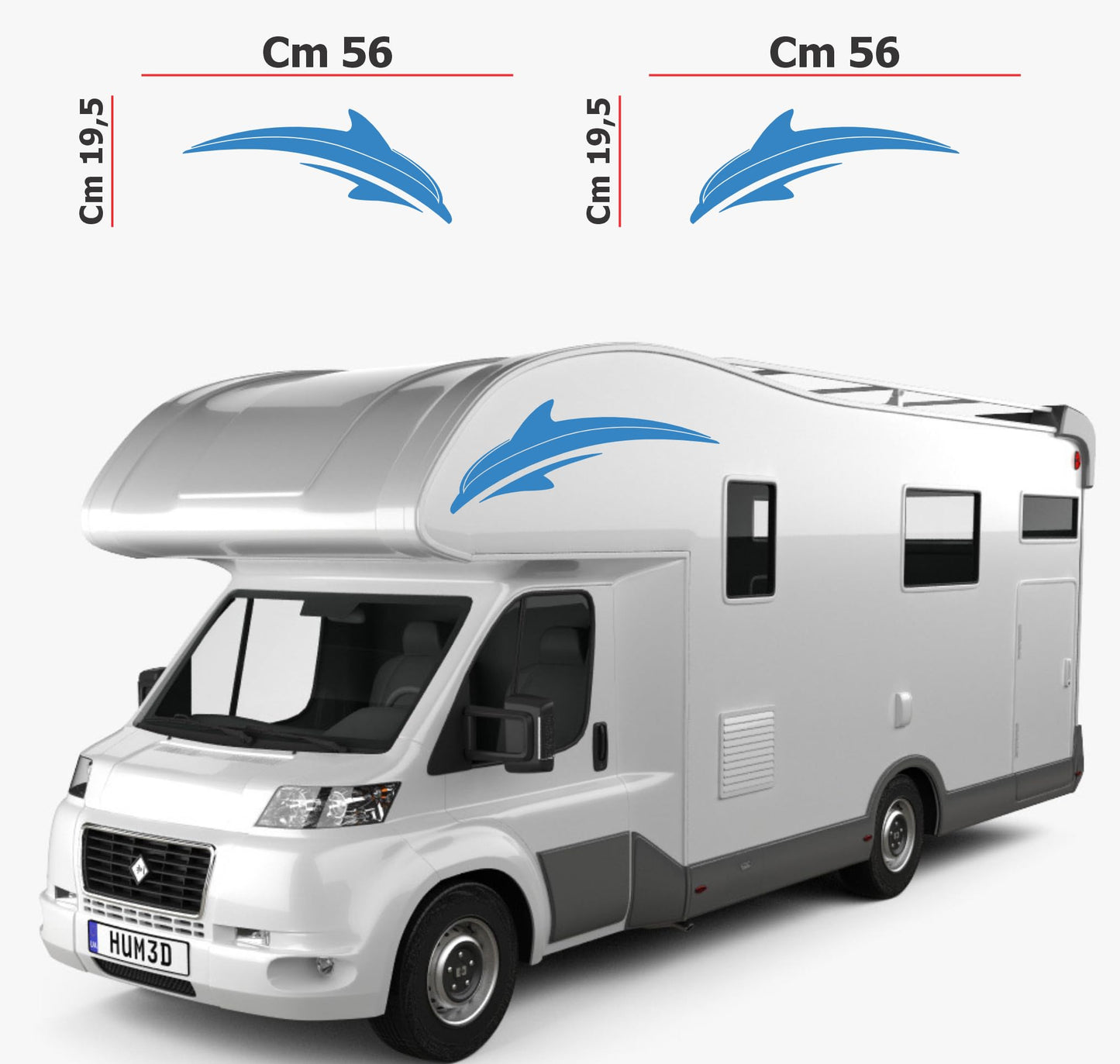 Adesivi stickers camper frase DELFINO ANIMALE mare frasi -caravan roulotte- accessori grafiche fiancata scegli colore cod. 0425 (cm 56 x 19,5)