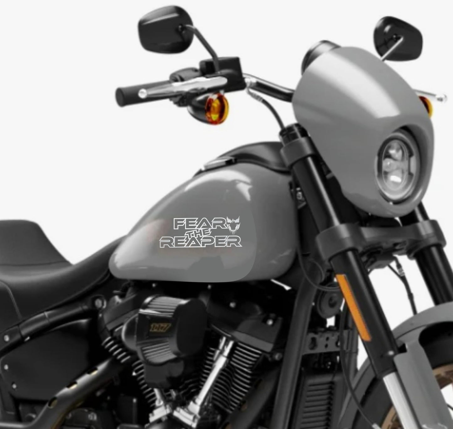 DualColorStampe® Adesivi Compatibili con Harley-Davidson fear the reaper skull teschio serbatoio Set 2 stickers Moto Motorbike COD. M0352