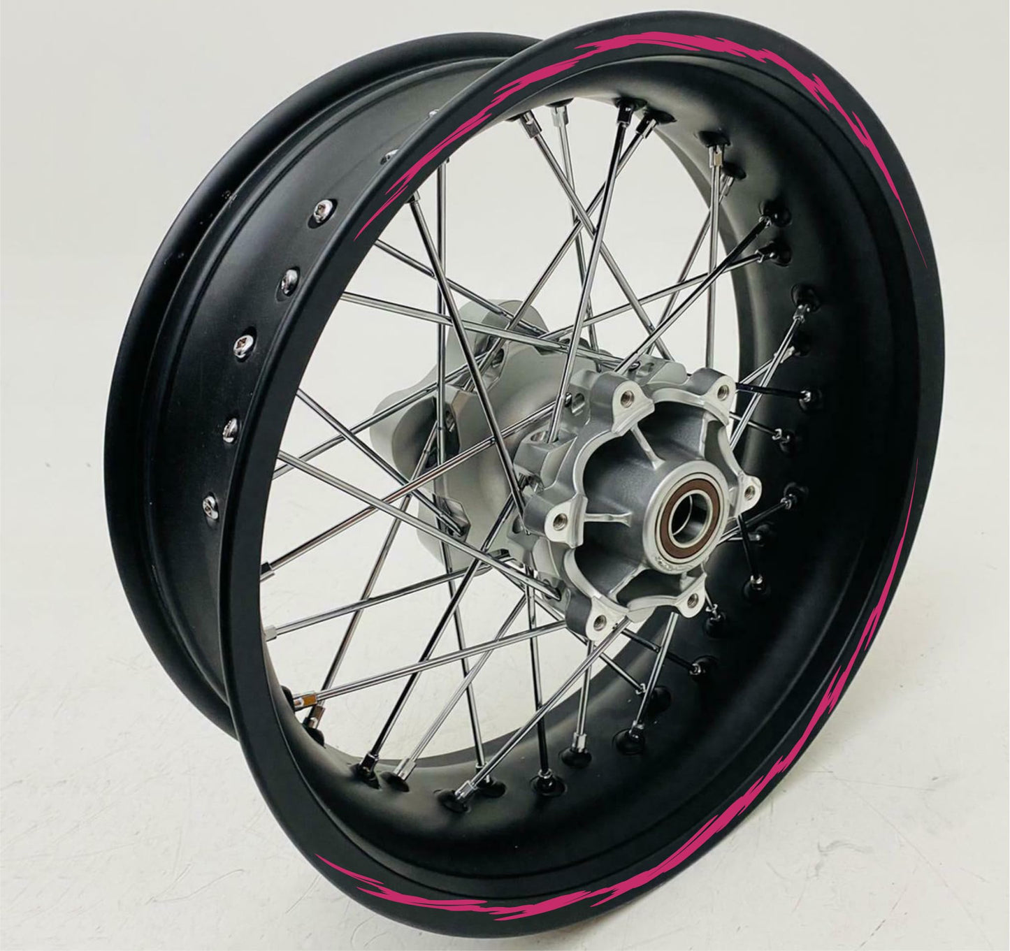 DualColorStampe Confezione Adesivi Set Completo di Cerchi Strisce per Moto per 2 Ruote da 15'' pollici strips Design racing COD.D0095