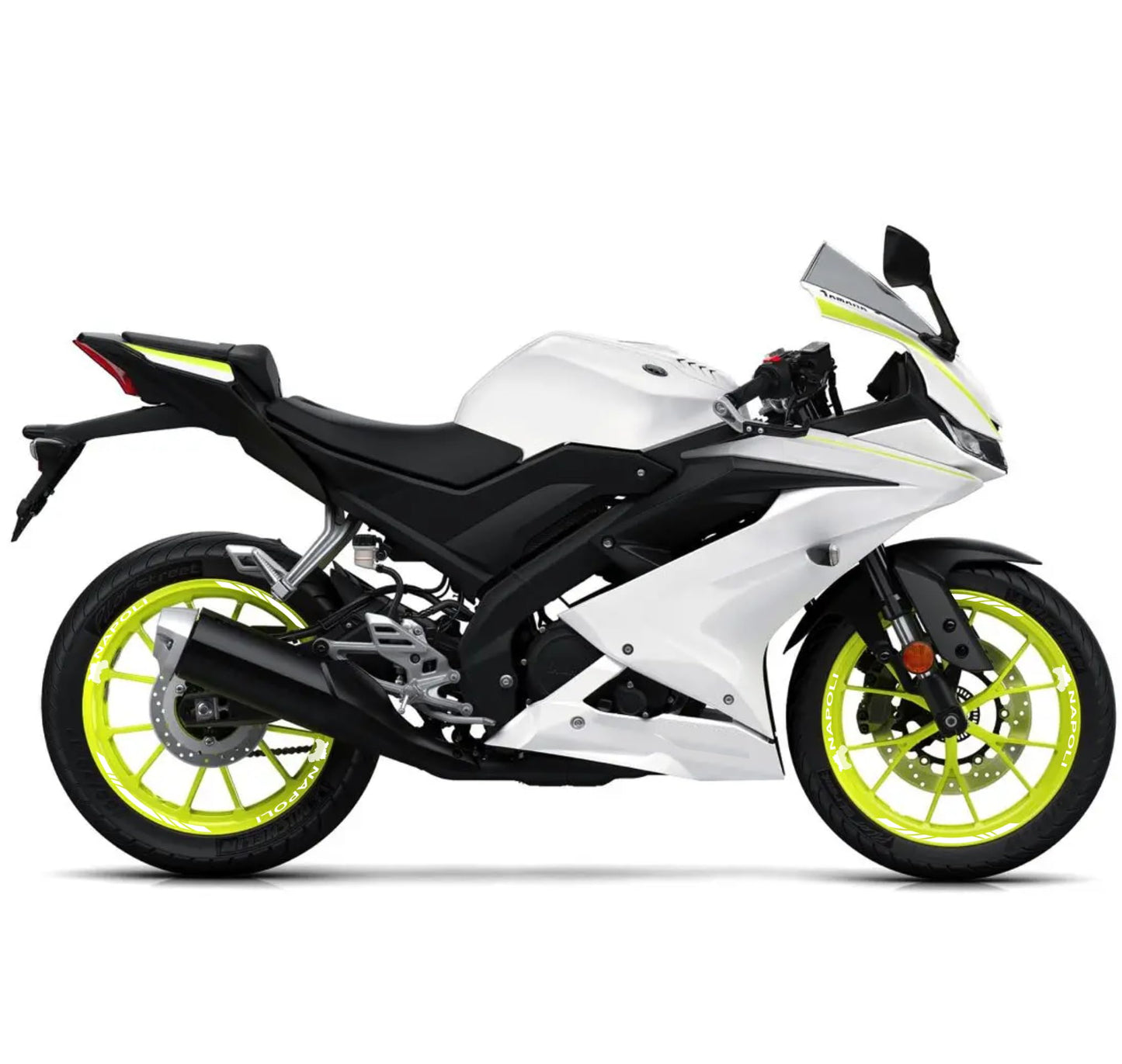 DualColorStampe Confezione Adesivi Set Completo di Cerchi Strisce per Moto per 2 Ruote da 17'' pollici strips Design Racing NAPOLI D0116