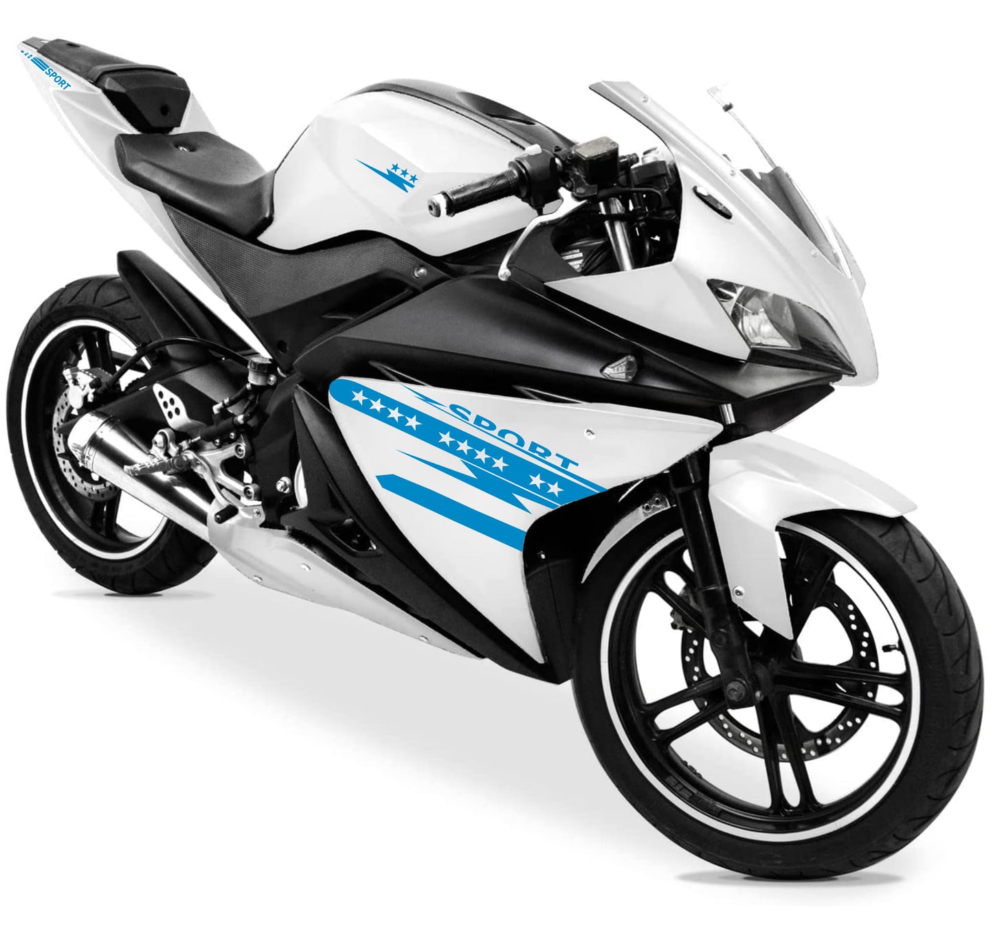 DualColorStampe Adesivi Compatibili con Yamaha YZF-R125 | decal stickers Moto Carena (DX-SX) adesivi personalizzati stelle colore a scelta M0128
