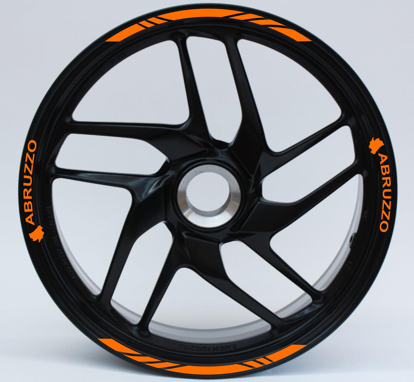 DualColorStampe Confezione Adesivi Set Completo di Cerchi Strisce per Moto per 2 Ruote da 17'' pollici strips Design Racing ABRUZZO D0117