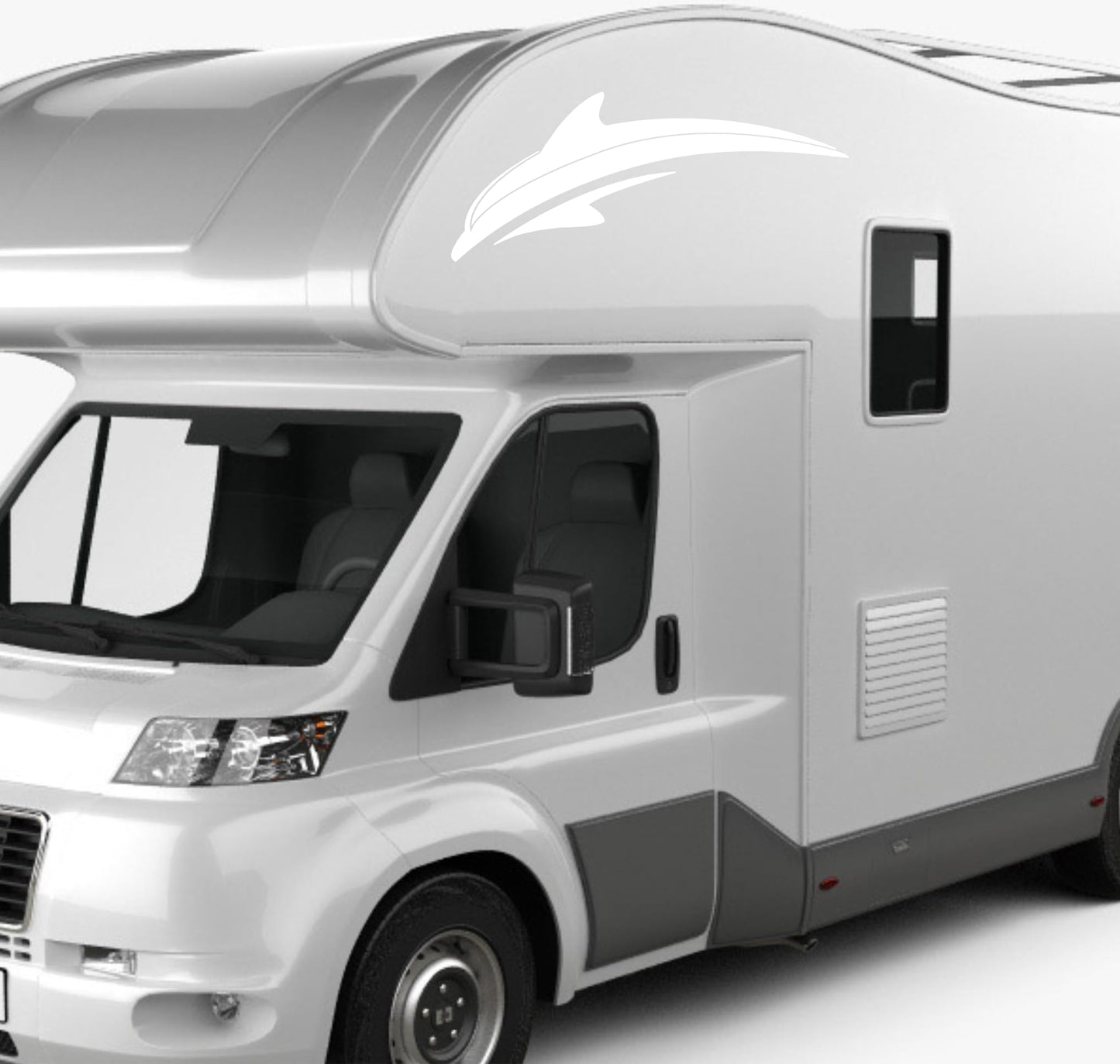 Adesivi stickers camper frase DELFINO ANIMALE mare frasi -caravan roulotte- accessori grafiche fiancata scegli colore cod. 0425 (cm 56 x 19,5)
