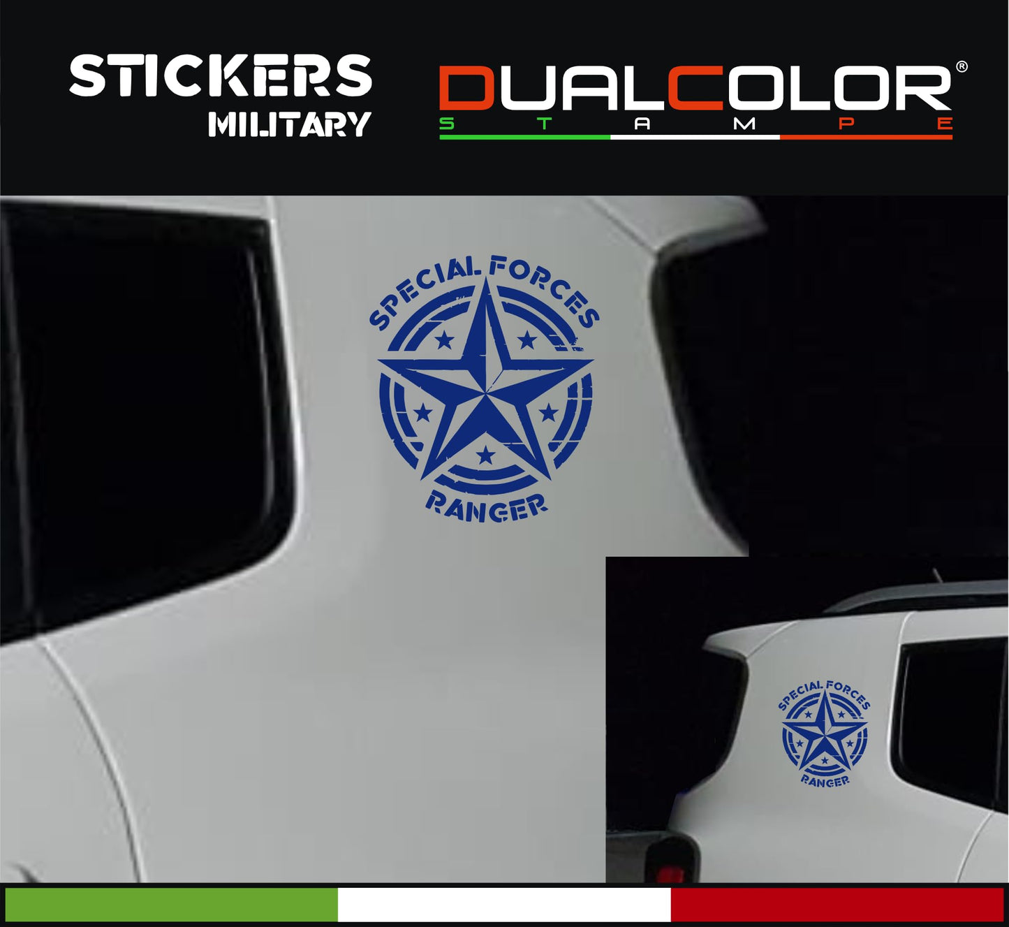 DualColorStampe Adesivi compatibili con Jeep Renegade stella militare Army Fuoristrada 4X4 Fiancata Offroad Adesivi Stickers AUTO Decal 0391