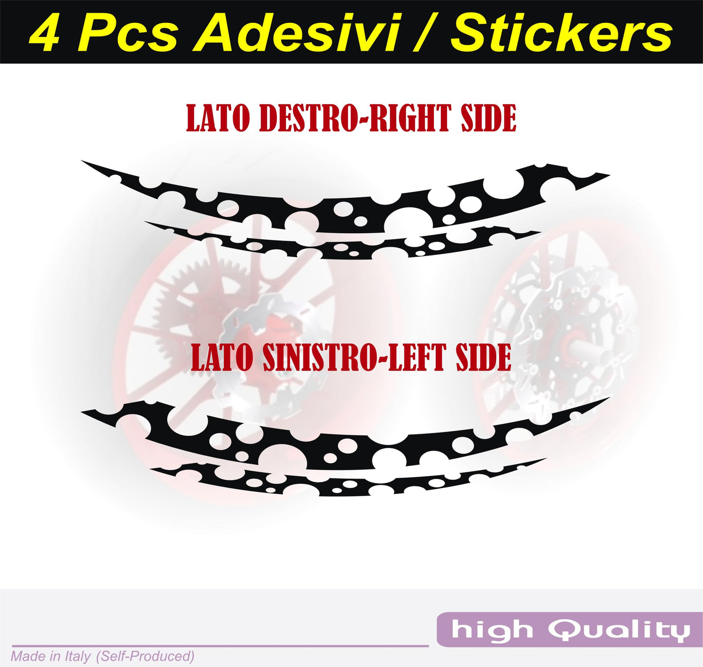 DualColorStampe Adesivi interno cerchi moto 17 POLLICI decal stickers cerchioni gomme strisce moto COD. D0033