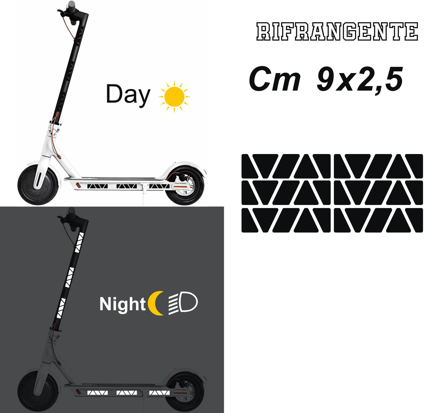 DualColorStampe Kit Adesivi rifrangenti/Riflettenti, Set Sicurezza e visibilità di Notte, Adesivo Universale per Bicicletta/Passeggino/Casco/Moto/Motorino B0149