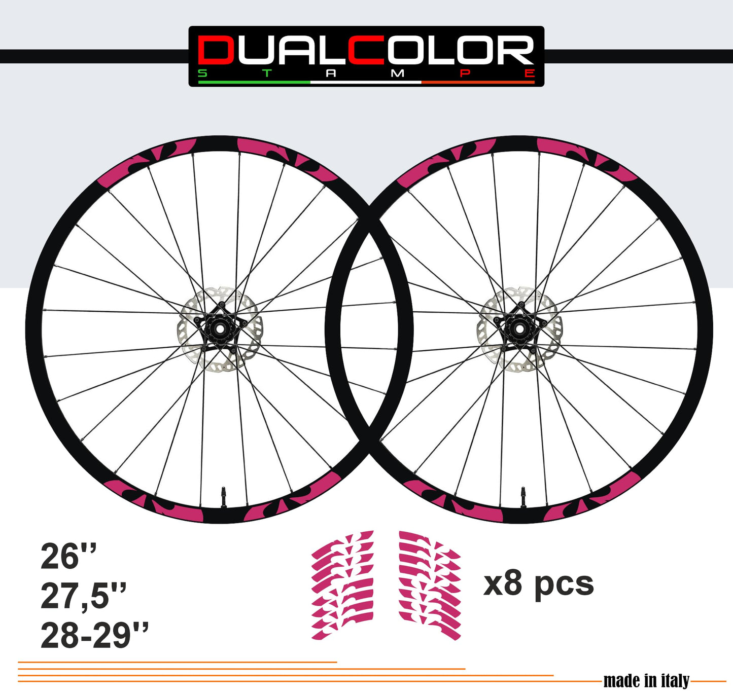 DualColorStampe Adesivi Cerchi Bici 26'' - 27,5'' - 28-29'' Pollici Ruota Bici MTB Bike Stickers Cerchi MTB - B0201