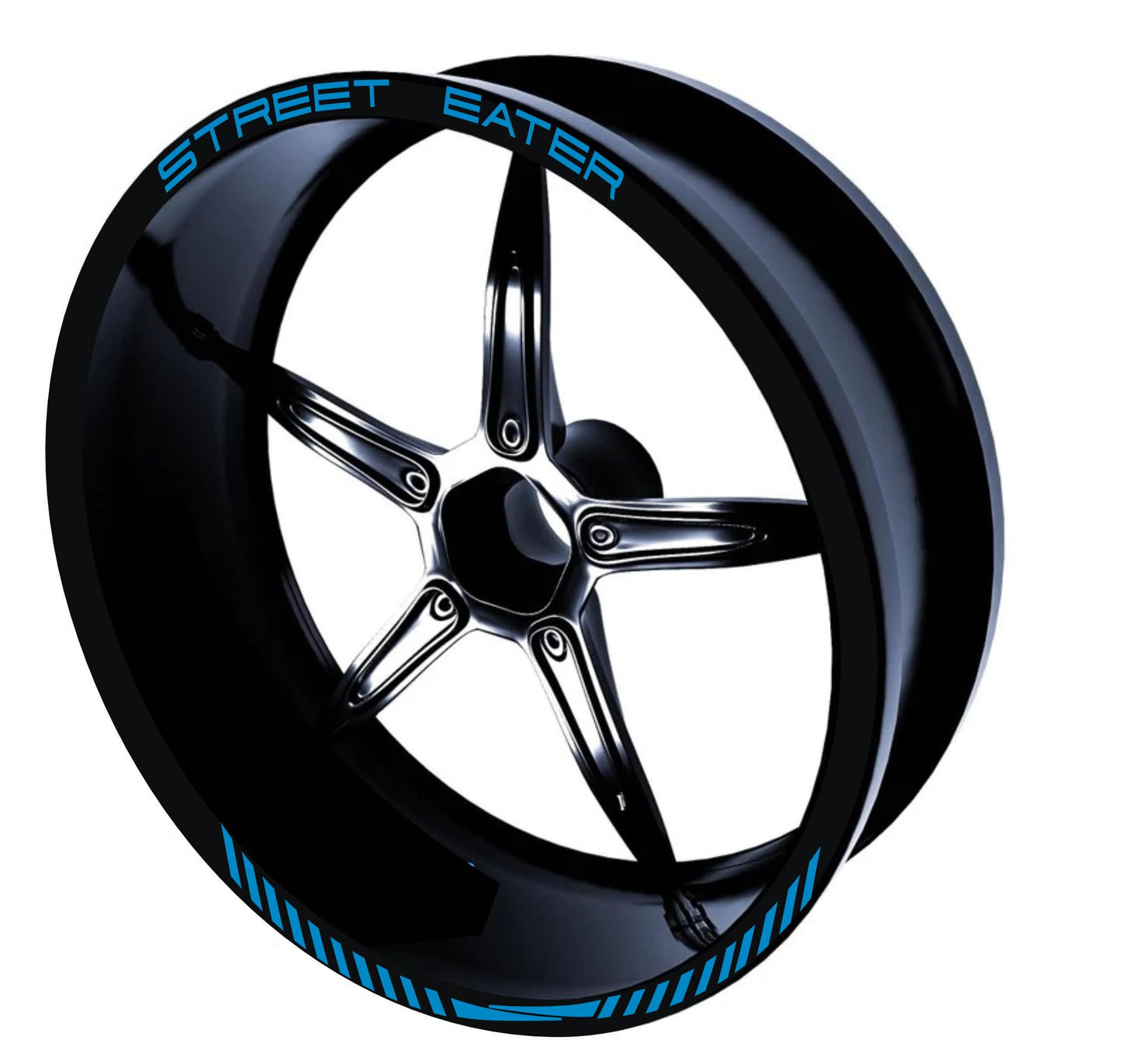 DualColorStampe Confezione Adesivi Set Completo di Cerchi Strisce per Moto per 2 Ruote da 17'' pollici strips Design Racing STREET EATER D0118