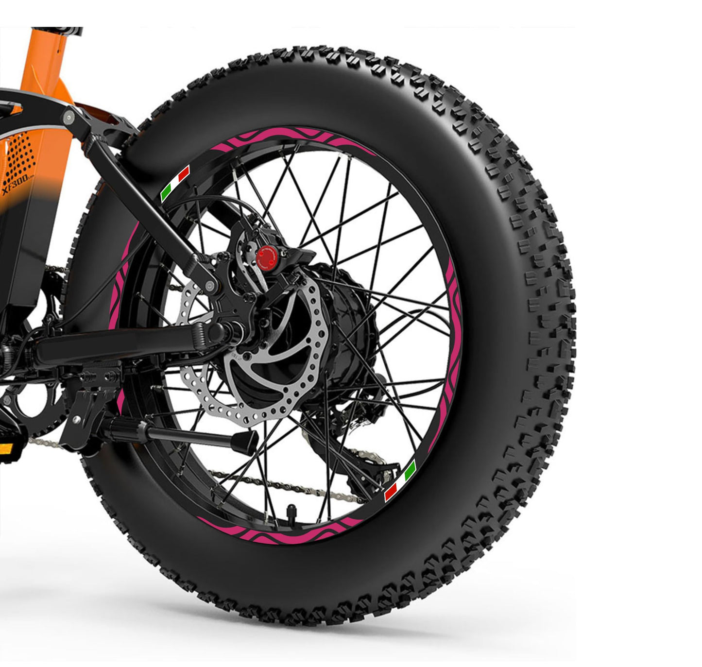 DualColorStampe Adesivi Cerchi Bici FAT BIKE 20'' Pollici Ruota Bici accessori Fat bike MTB Stickers Cerchi BANDIERA ITALIANA COD. B0128