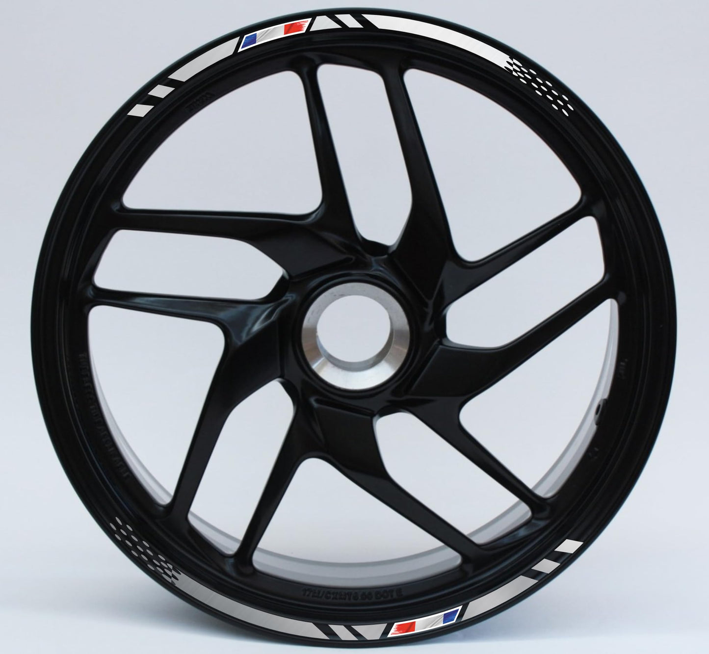 Confezione Adesivi Set Completo di Cerchi Strisce per Moto per 2 Ruote da 17'' pollici strips Design Sportivo Bandiera Francese COD.D0098