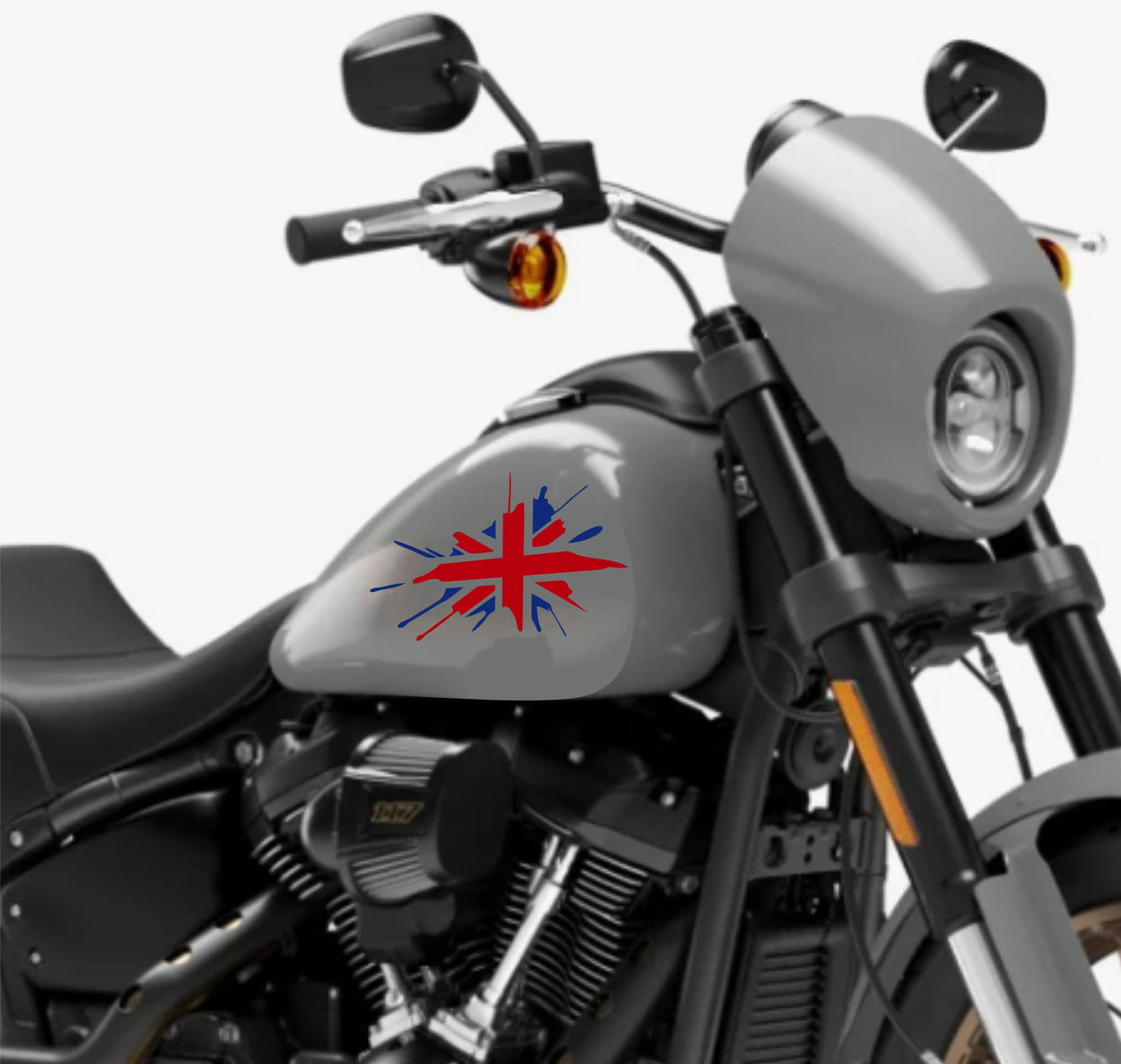 DualColorStampe® Adesivi Compatibili con Harley-Davidson bandiera londinese LONDON skull serbatoio Set 2 stickers Moto Motorbike COD. M0359