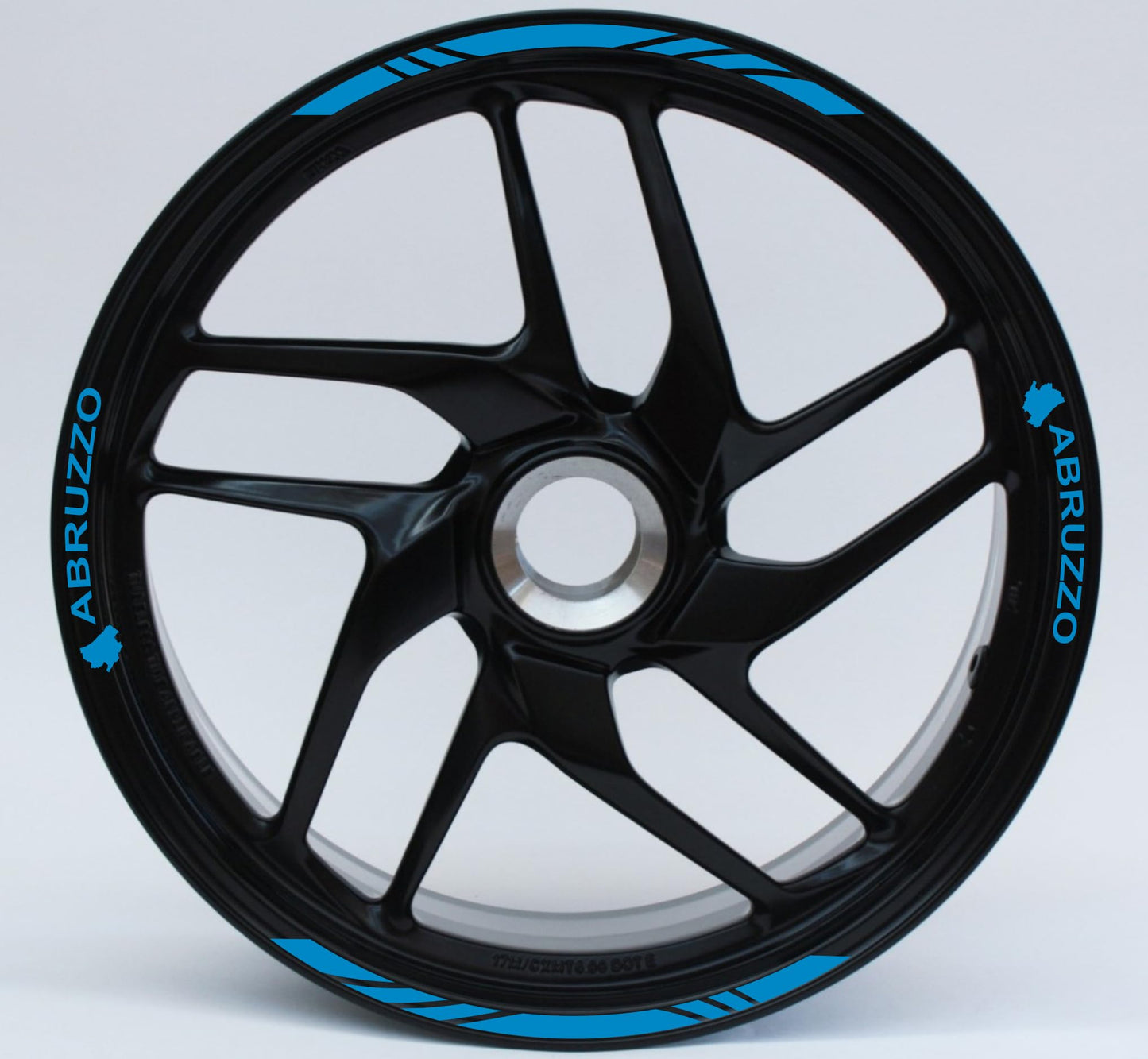 DualColorStampe Confezione Adesivi Set Completo di Cerchi Strisce per Moto per 2 Ruote da 17'' pollici strips Design Racing ABRUZZO D0117