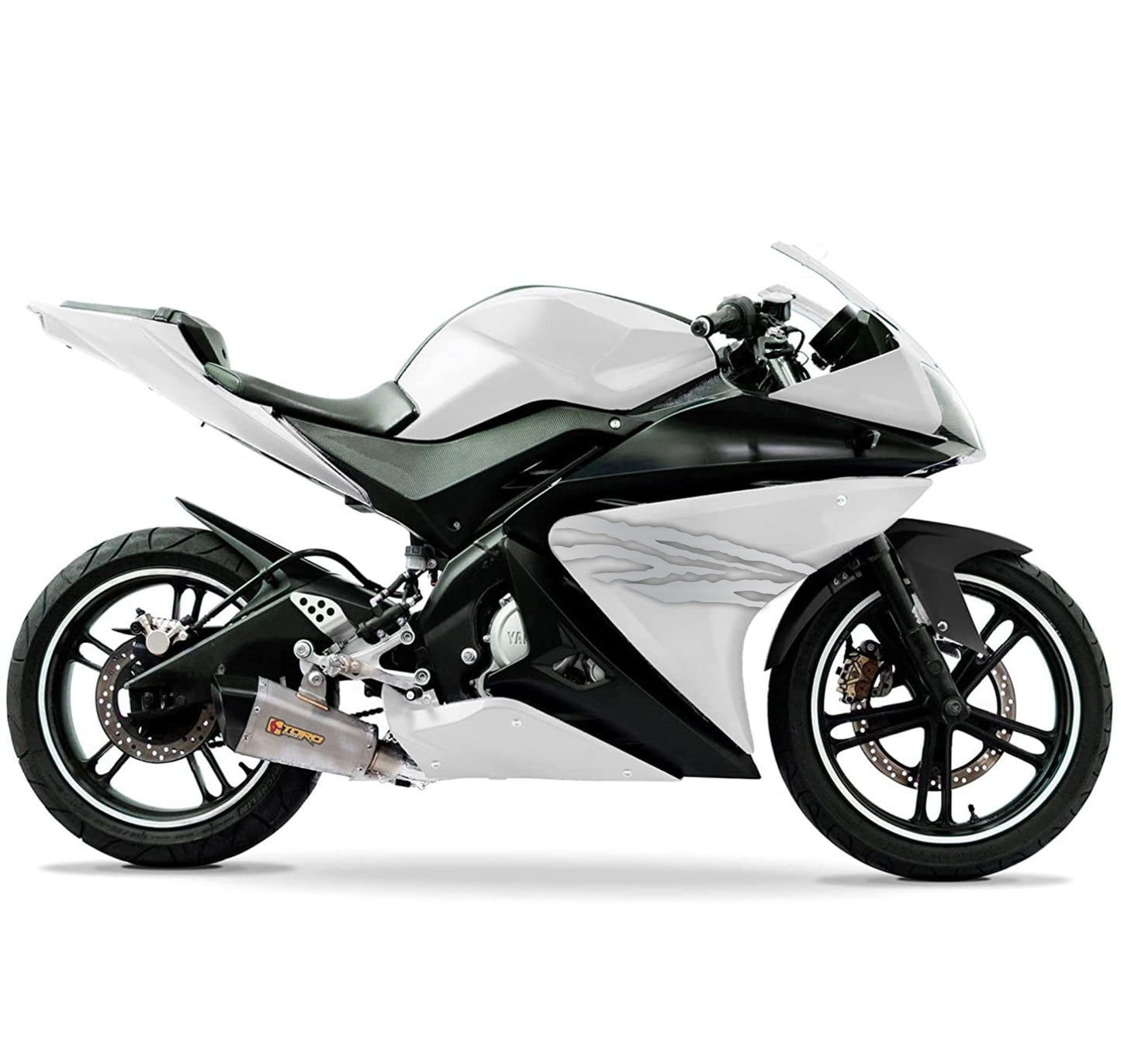 DualColorStampe Adesivi Compatibili con Yamaha YZF-R125 | Sticker Moto Carena (DX-SX) Personalizzabili | design zebrato Colorato M0120