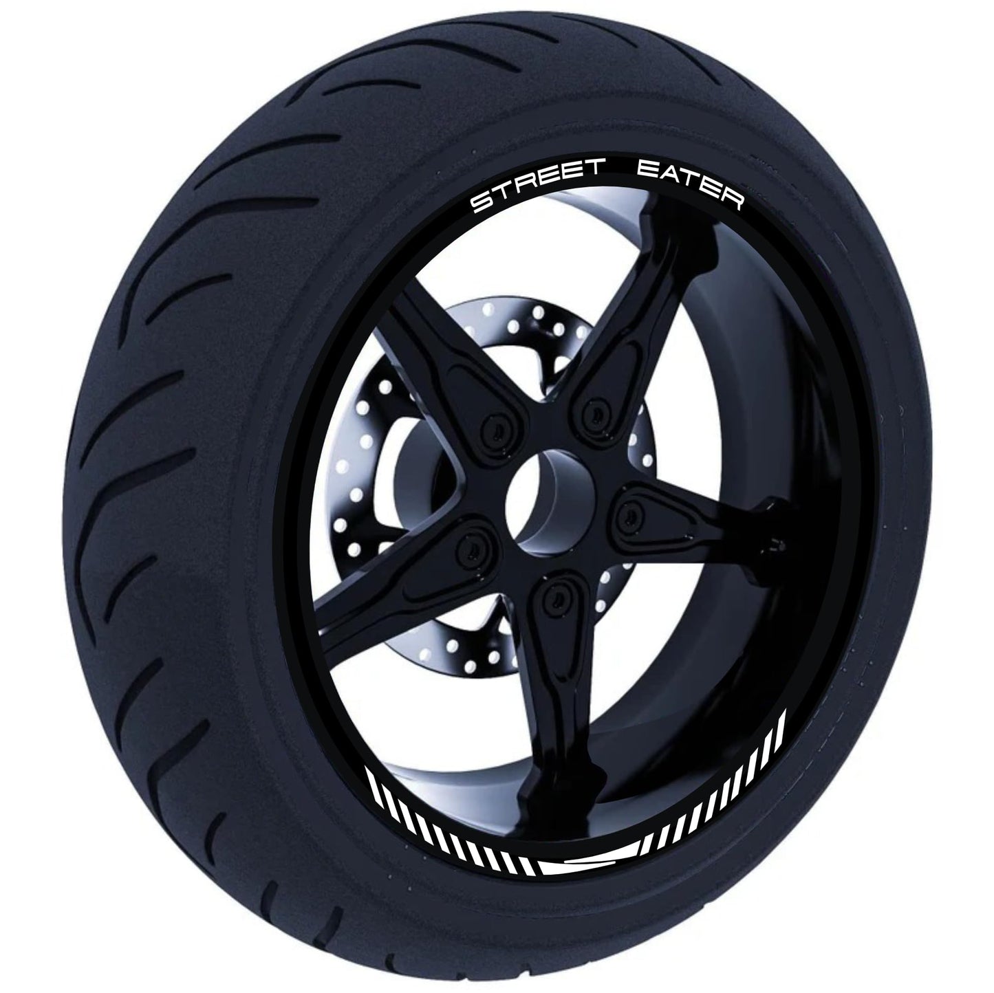 DualColorStampe Confezione Adesivi Set Completo di Cerchi Strisce per Moto per 2 Ruote da 17'' pollici strips Design Racing STREET EATER D0118