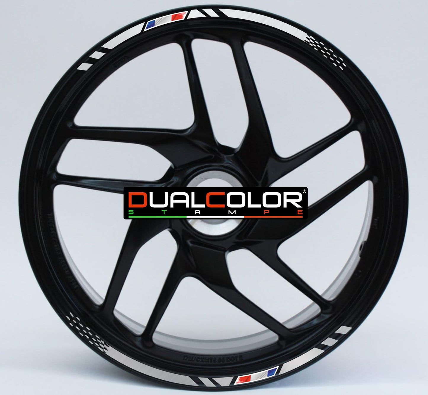 Confezione Adesivi Set Completo di Cerchi Strisce per Moto per 2 Ruote da 17'' pollici strips Design Sportivo Bandiera Francese COD.D0098