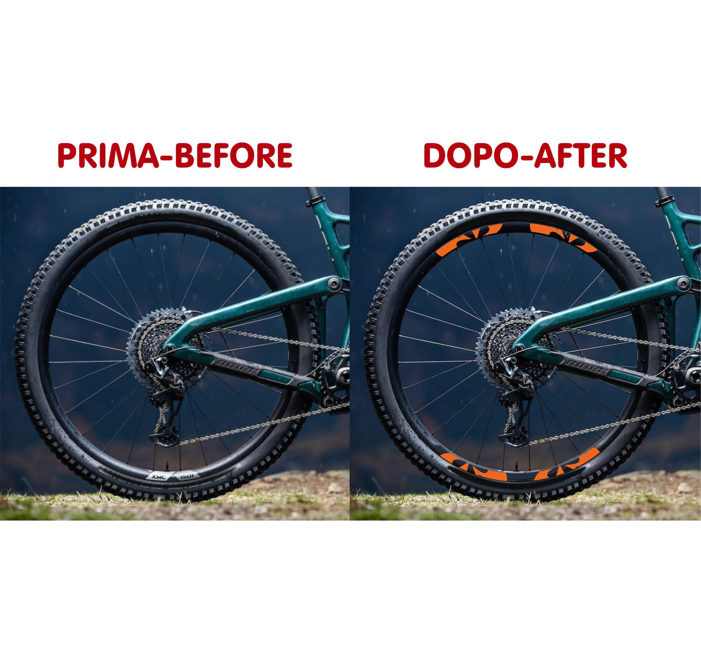 DualColorStampe Adesivi Cerchi Bici 26'' - 27,5'' - 28-29'' Pollici Ruota Bici MTB Bike Stickers Cerchi MTB - B0201