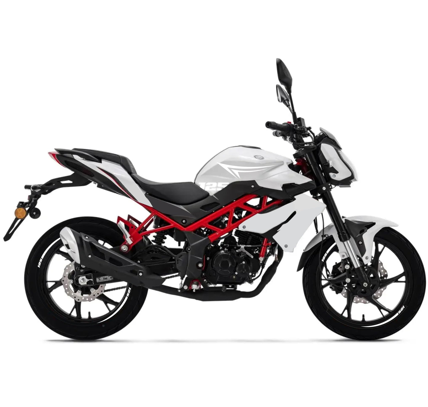 DualColorStampe Adesivi Compatibili con Benelli BN 125 (2021-2023) DX-SX Carena Moto + Strisce Cerchi 17'' Stelle Design - M0303