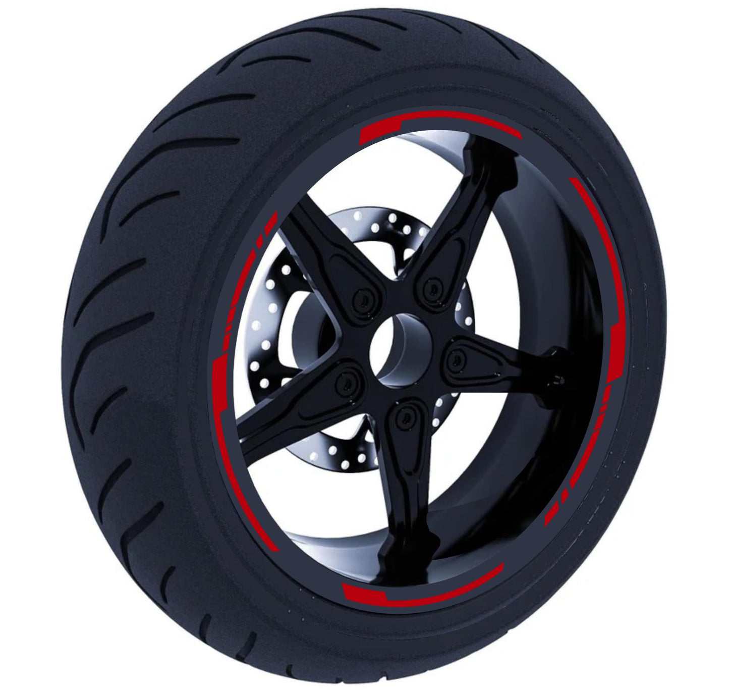 DualColorStampe Adesivi compatibili con Booster Spirit Set Completo di Cerchi Strisce per Moto per 2 Ruote da 10'' pollici strips Design Sportivo COD.D0125