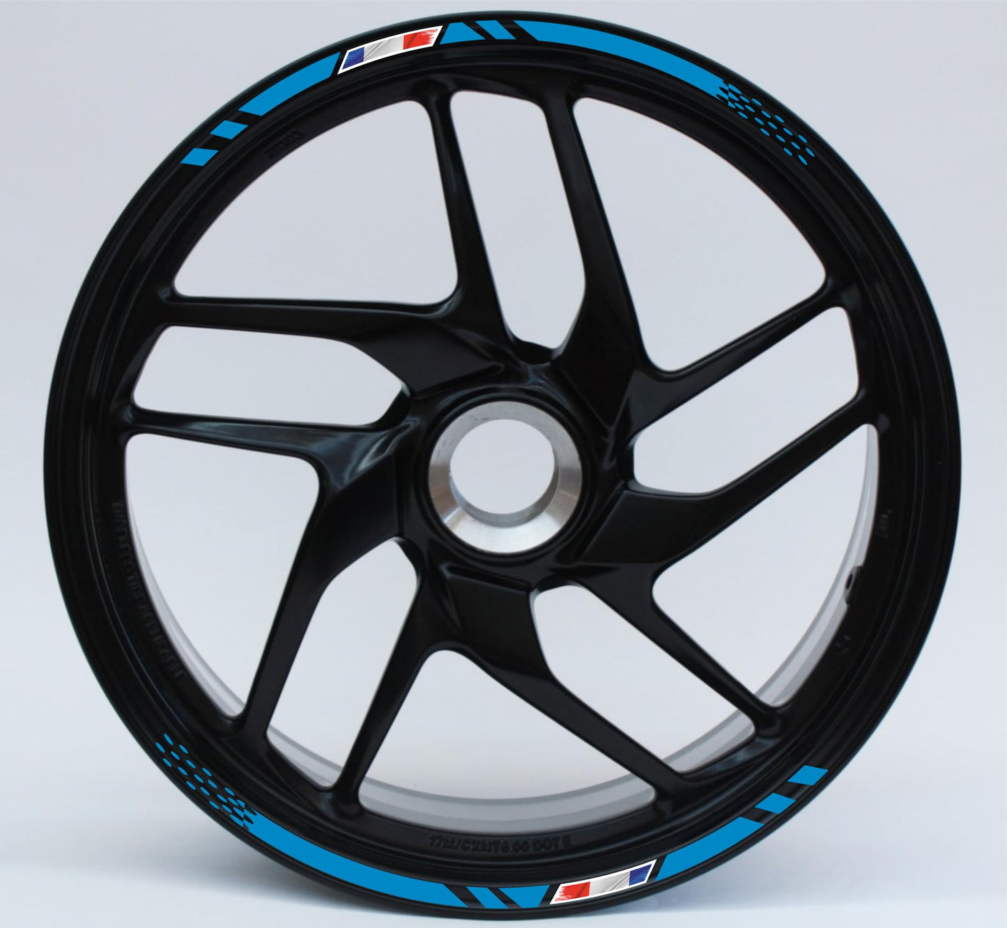 Confezione Adesivi Set Completo di Cerchi Strisce per Moto per 2 Ruote da 17'' pollici strips Design Sportivo Bandiera Francese COD.D0098