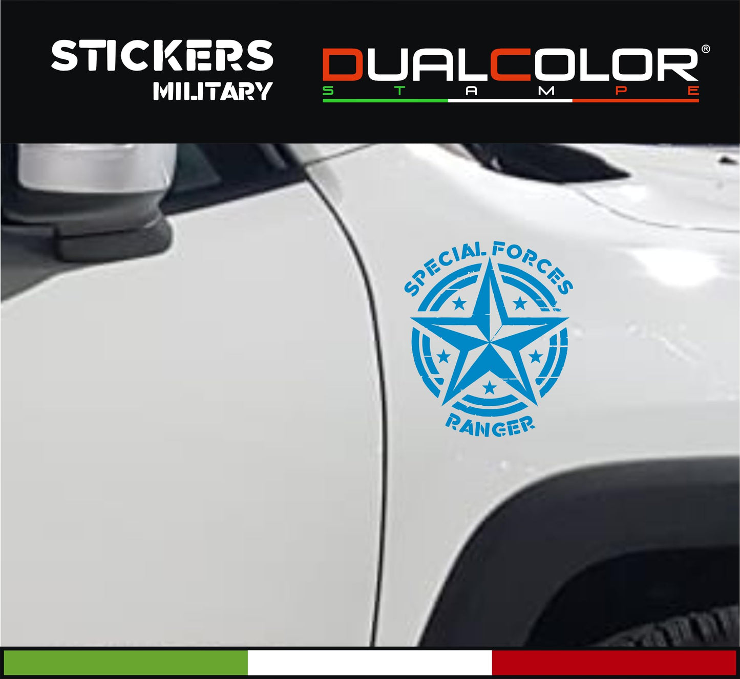 DualColorStampe Adesivi compatibili con Jeep Renegade stella militare Army Fuoristrada 4X4 Fiancata Offroad Adesivi Stickers AUTO Decal 0391