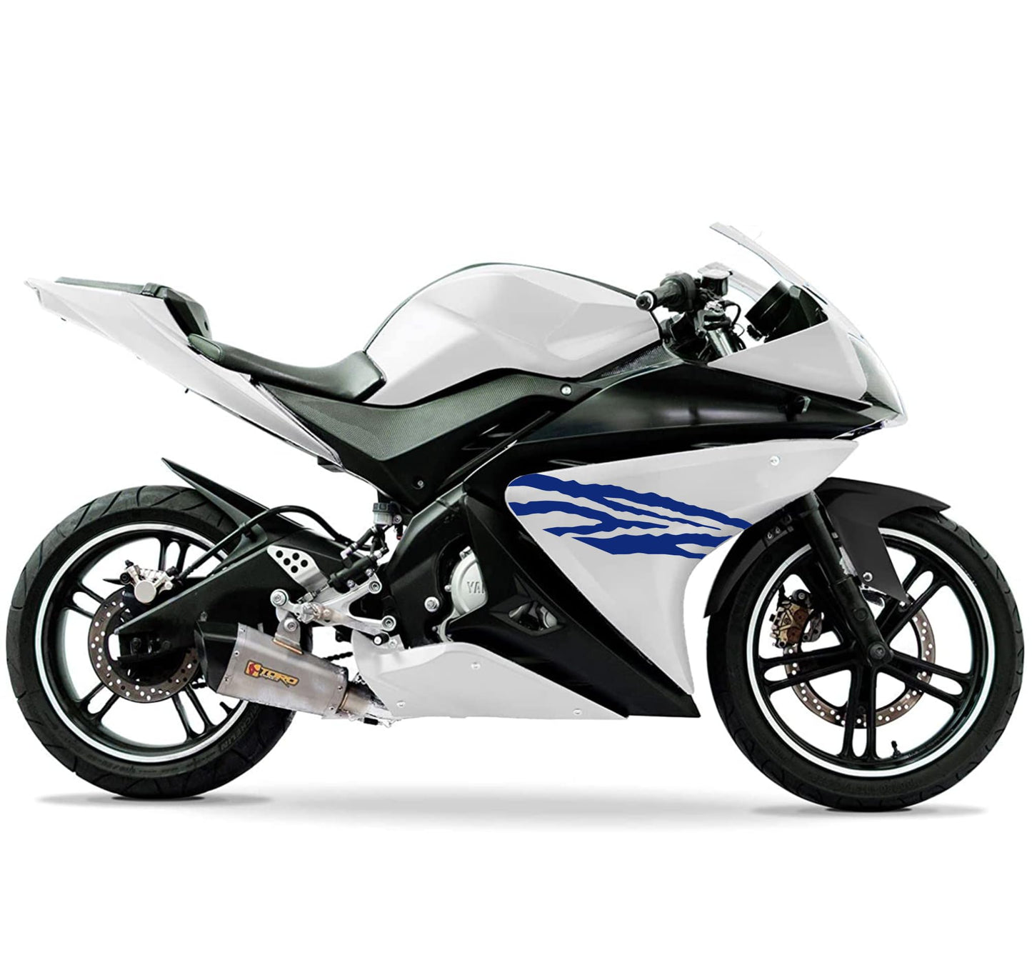 DualColorStampe Adesivi Compatibili con Yamaha YZF-R125 | Sticker Moto Carena (DX-SX) Personalizzabili | design zebrato Colorato M0120