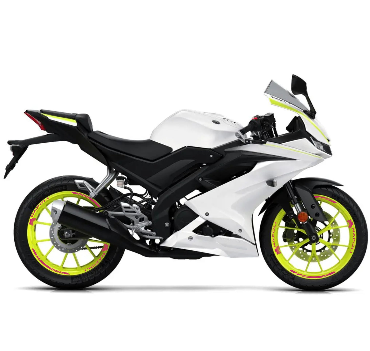 DualColorStampe Confezione Adesivi Set Completo di Cerchi Strisce per Moto per 2 Ruote da 17'' pollici strips Design Racing NAPOLI D0116