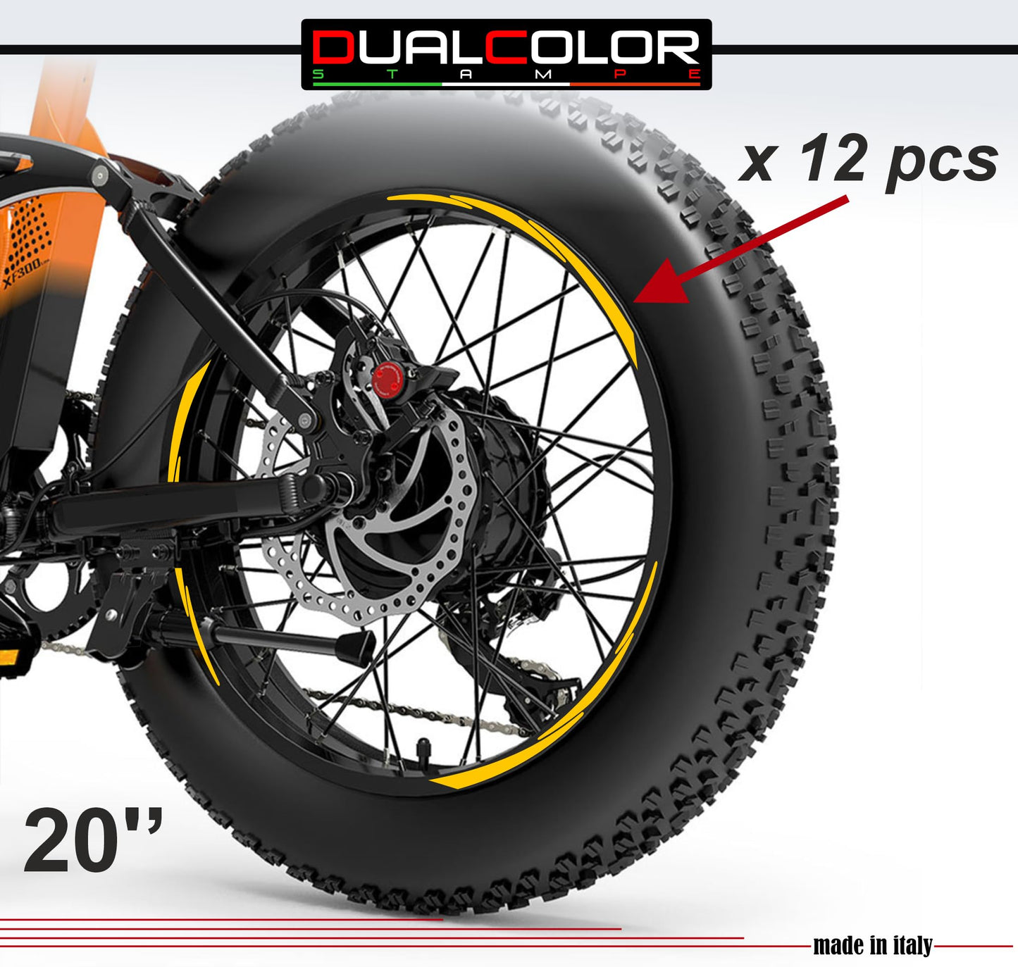 DualColorStampe Adesivi Cerchi Bici FAT BIKE 20'' Pollici Ruota Bici accessori Fat bike MTB Stickers Cerchi COD. B0203