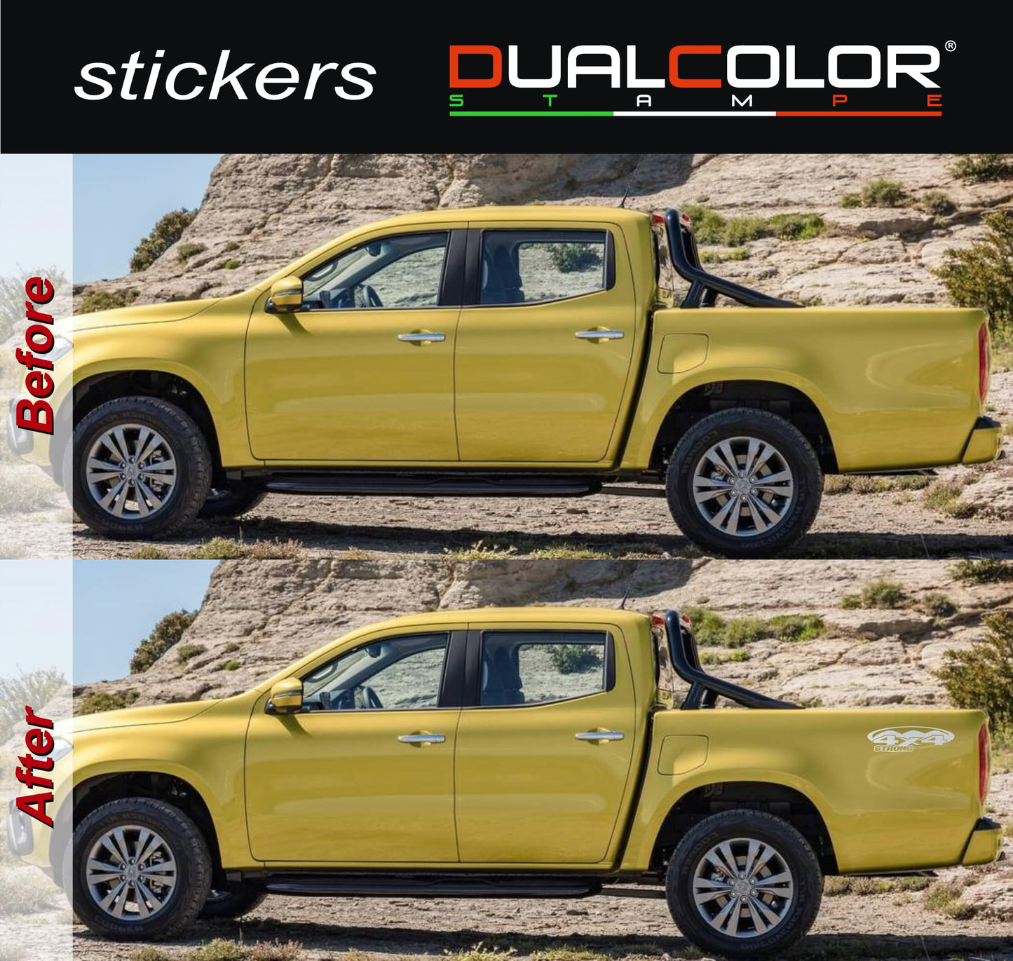 DualColorStampe® Adesivi 4x4 per Pickup e Auto - Resistenti e Impermeabili - Ideali per Tutti i Modelli - Set da 2 Pezzi decal auto tuning 0420