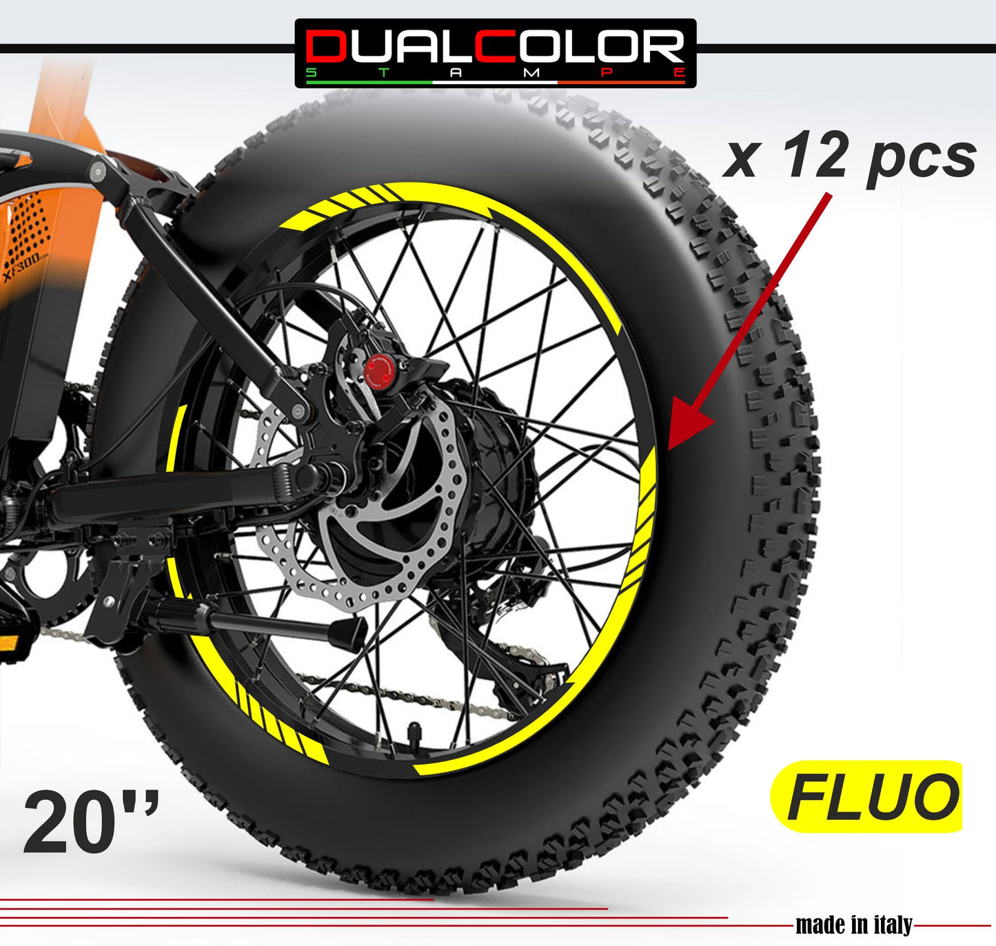DualColorStampe Adesivi Cerchi Bici FAT BIKE 20'' - Stickers per Ruote Fat Bike MTB, Accessori Bici COD. B0206