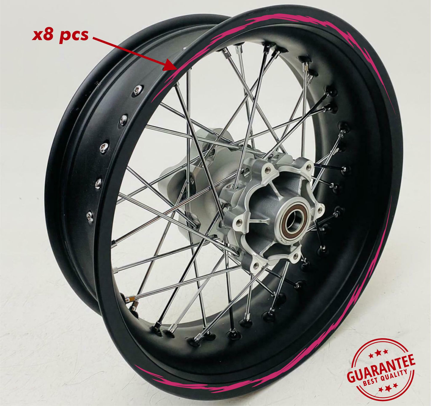 DualColorStampe Confezione Adesivi Set Completo di Cerchi Strisce per Moto per 2 Ruote da 15'' pollici strips Design racing COD.D0095