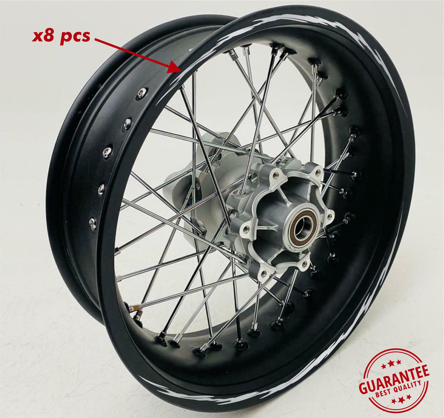 DualColorStampe Confezione Adesivi Set Completo di Cerchi Strisce per Moto per 2 Ruote da 15'' pollici strips Design racing COD.D0095